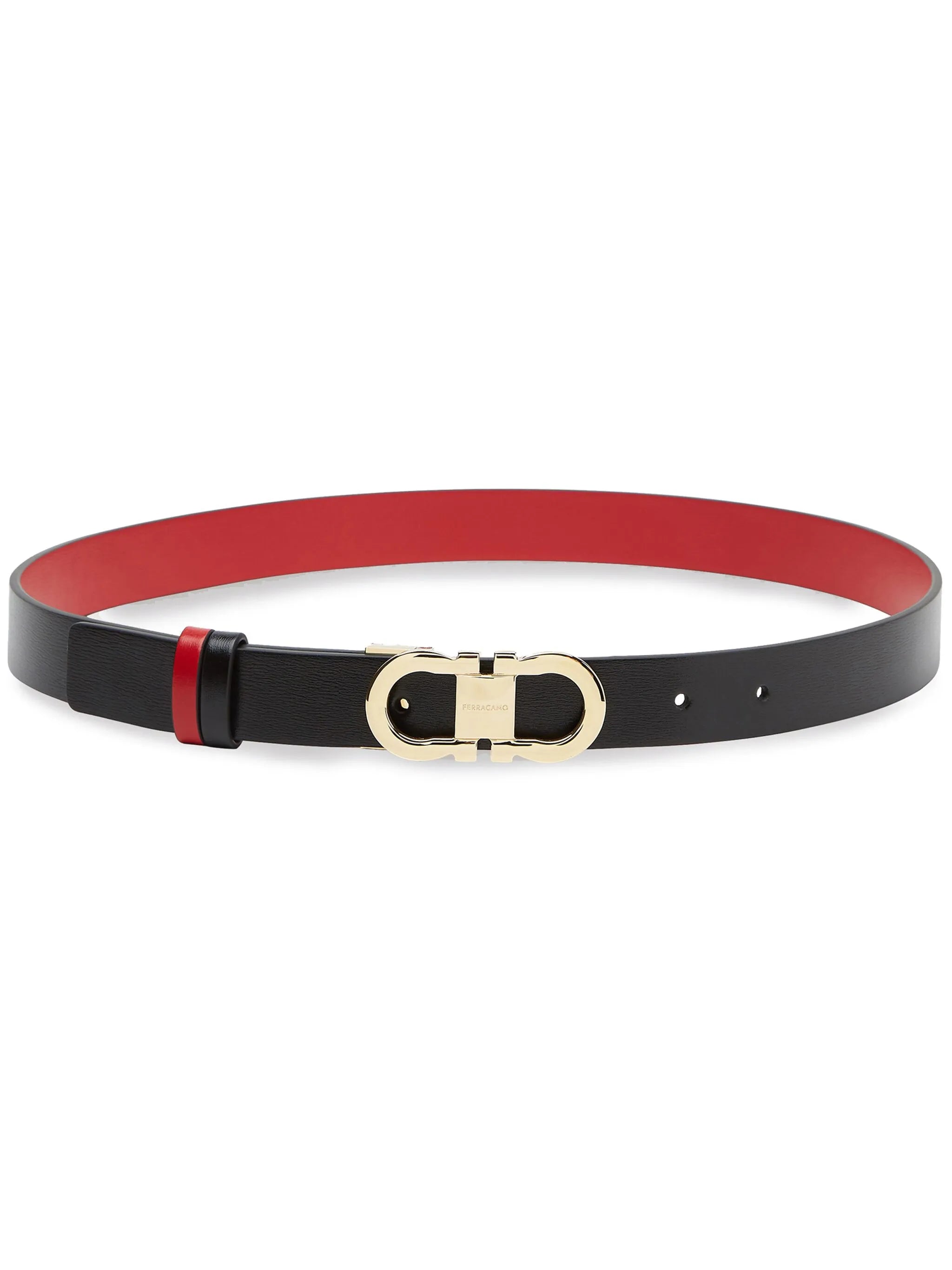 Gancini-buckle reversible leather belt