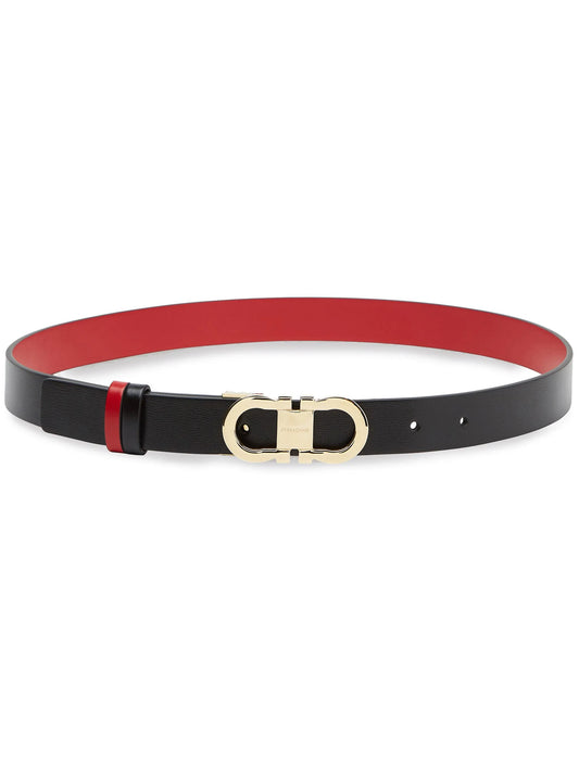 Gancini-buckle reversible leather belt