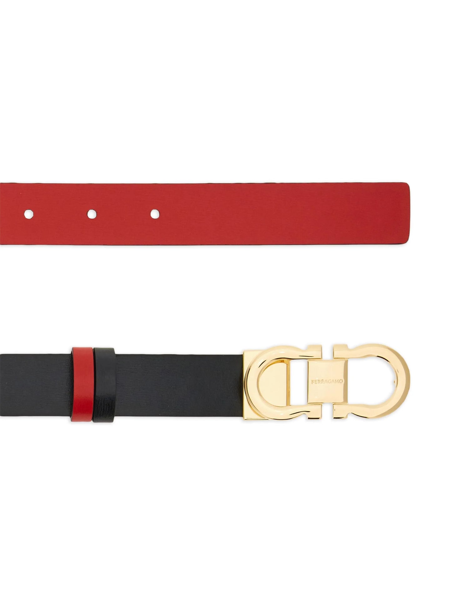 Gancini-buckle reversible leather belt