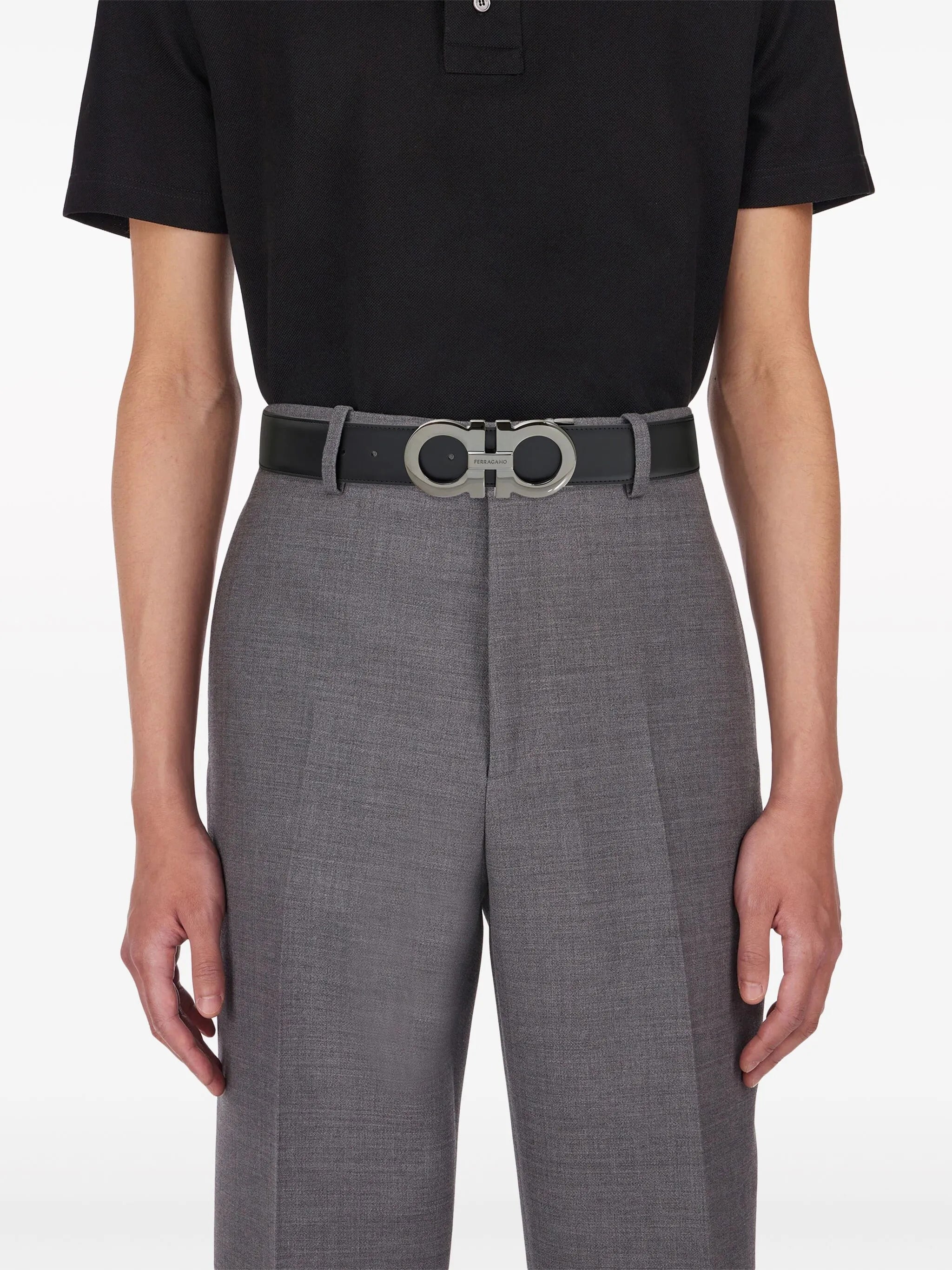 Gancini reversible leather belt
