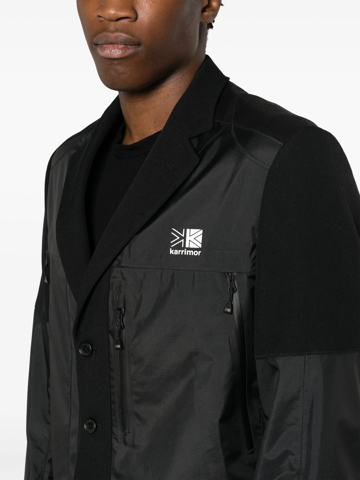 logo-print panelled blazer