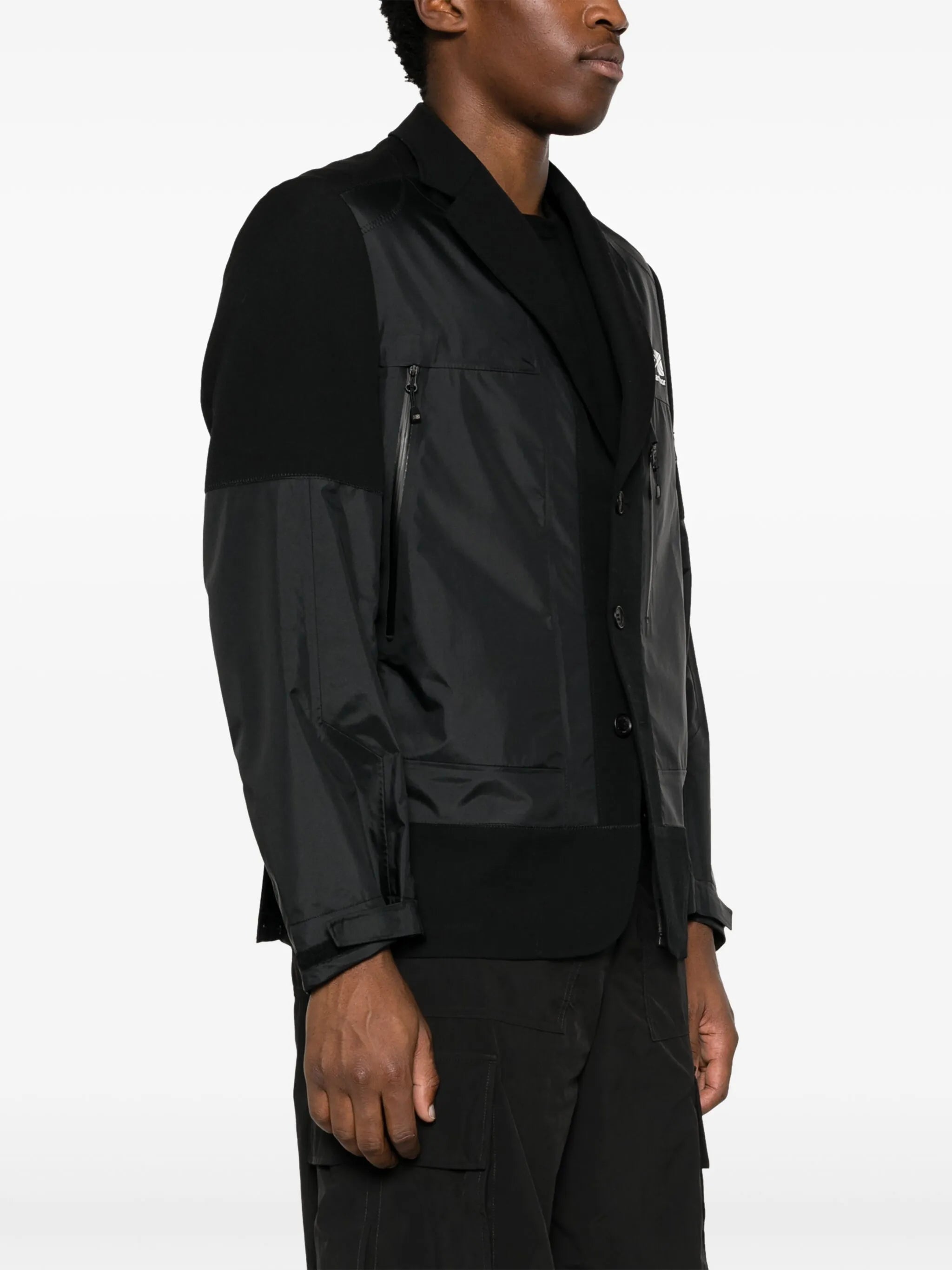 logo-print panelled blazer
