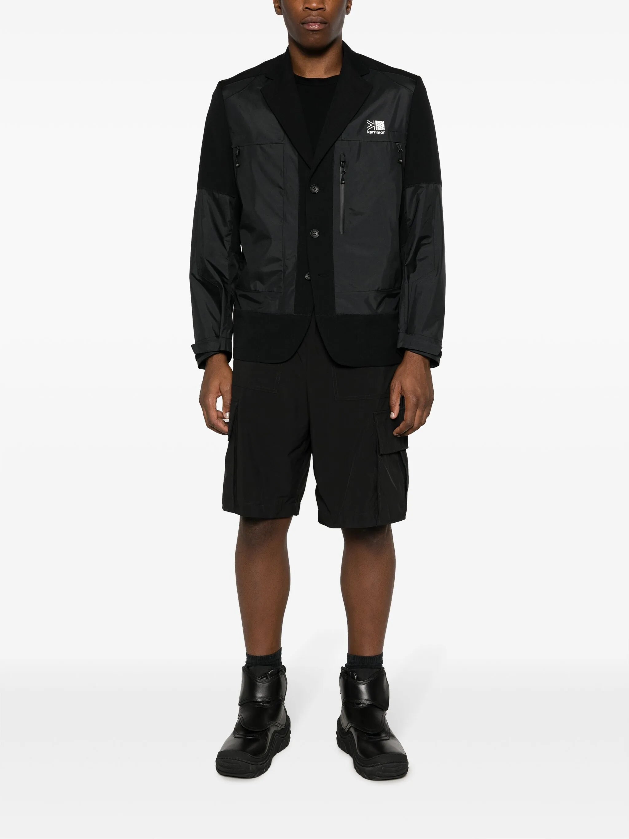 logo-print panelled blazer