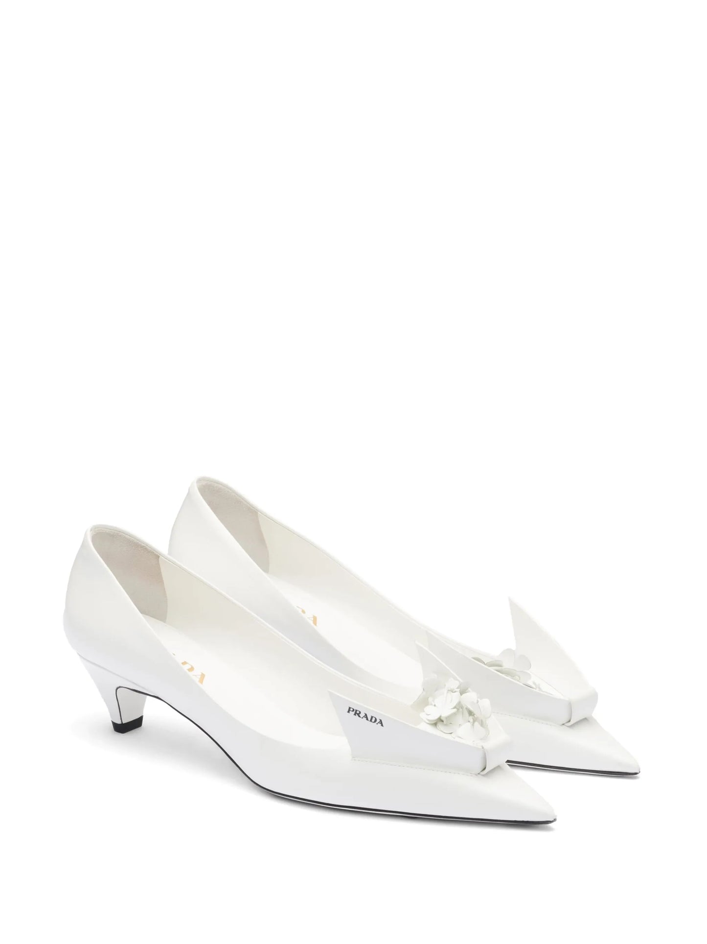 45mm floral-appliqué leather pumps