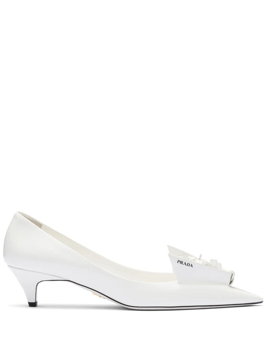 45mm floral-appliqué leather pumps