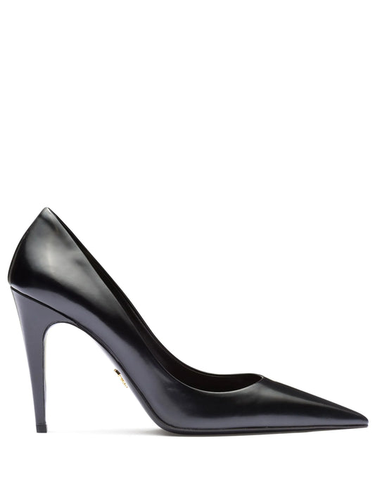 100mm brushed-leather pumps