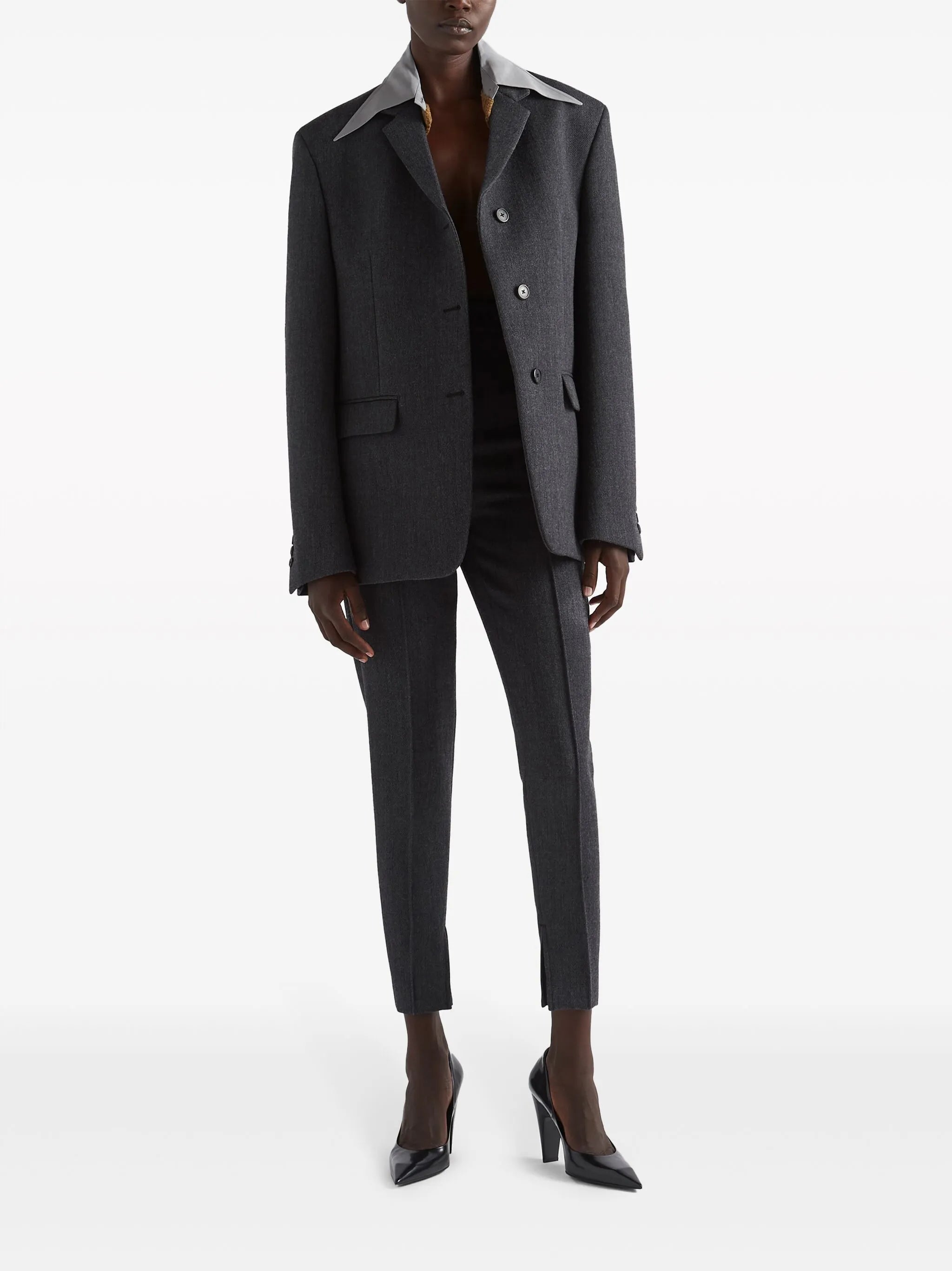 high-rise natté trousers