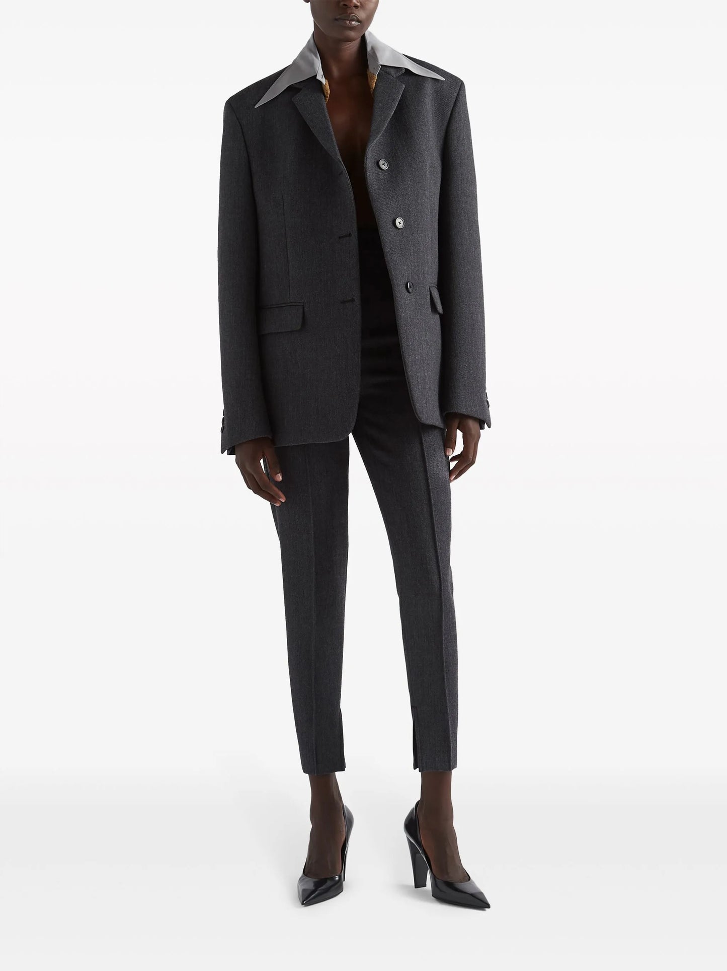 high-rise natté trousers