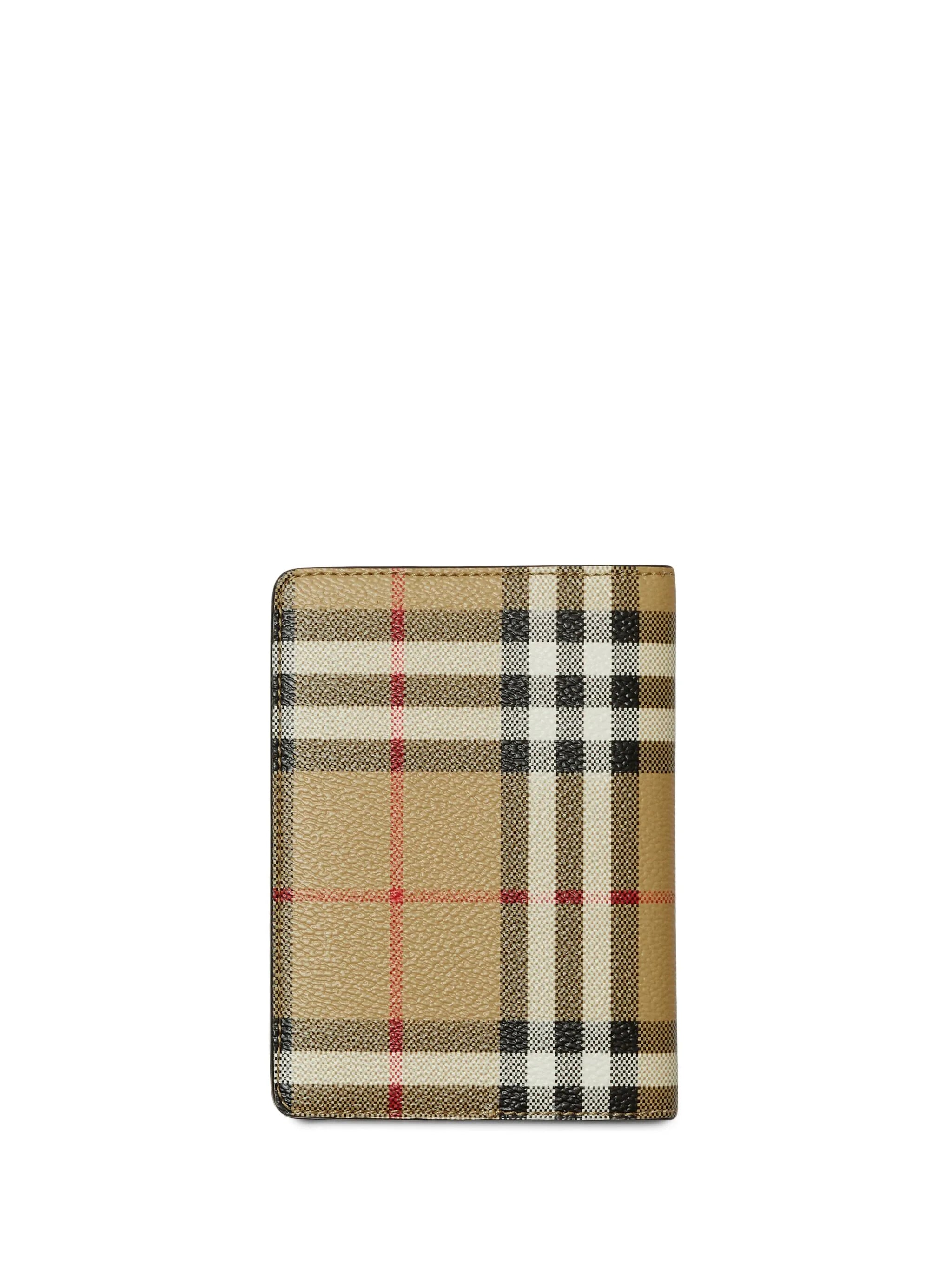 Vintage Check-pattern logo-stamp passport holder