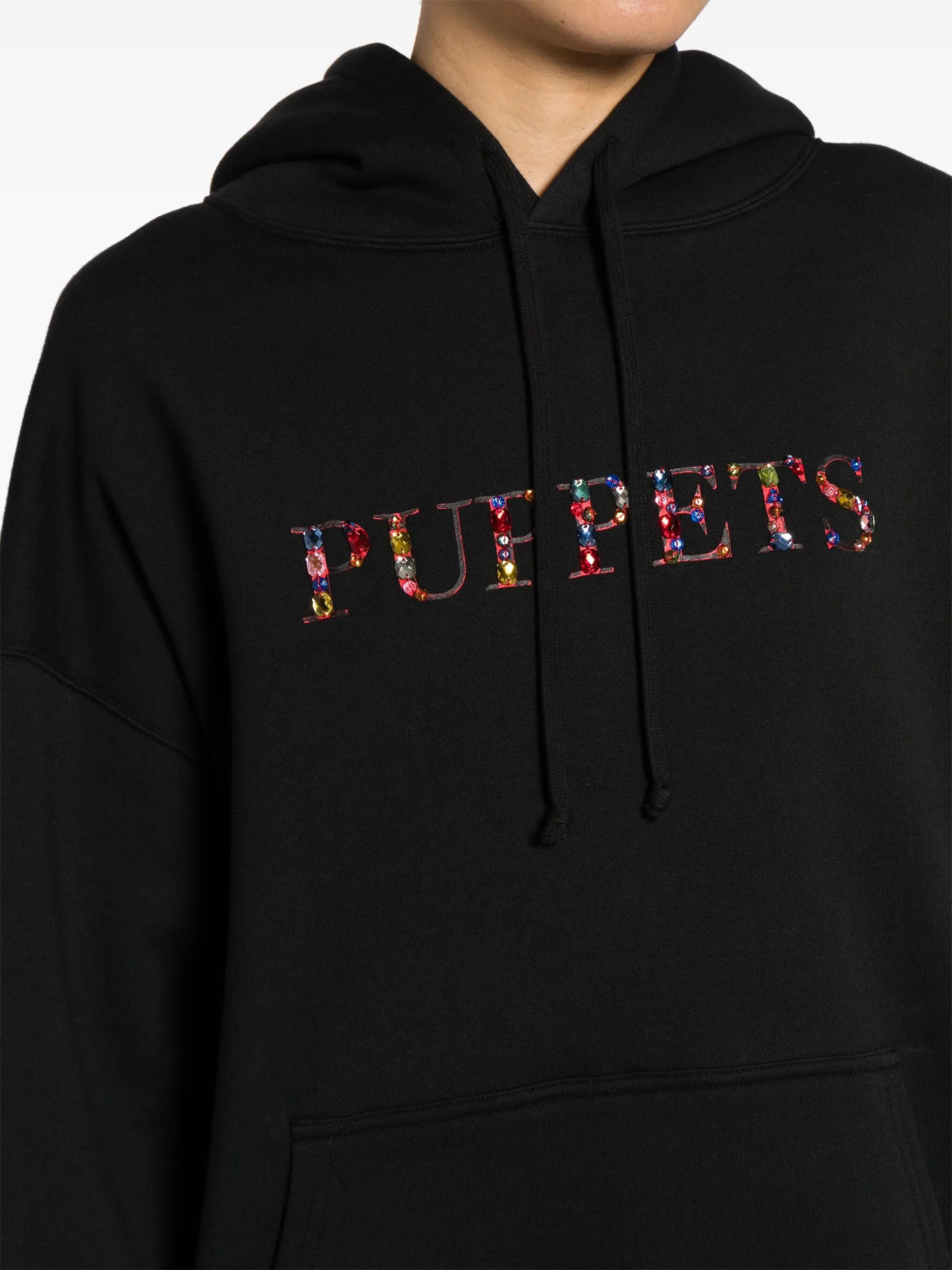 crystal-embellished cotton-blend hoodie