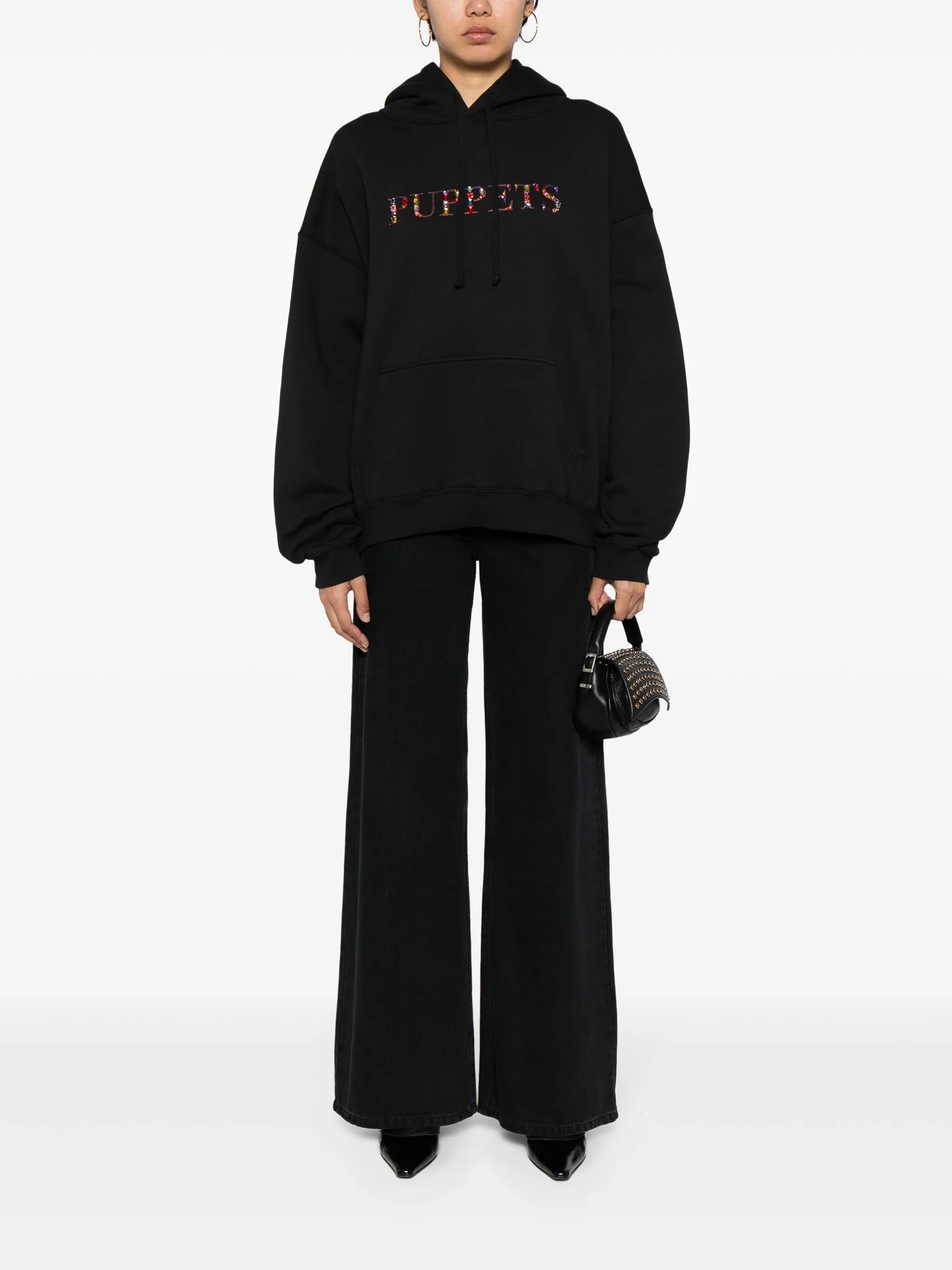 crystal-embellished cotton-blend hoodie