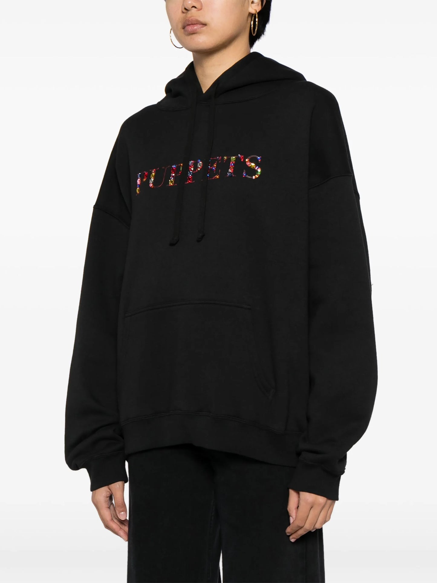 crystal-embellished cotton-blend hoodie