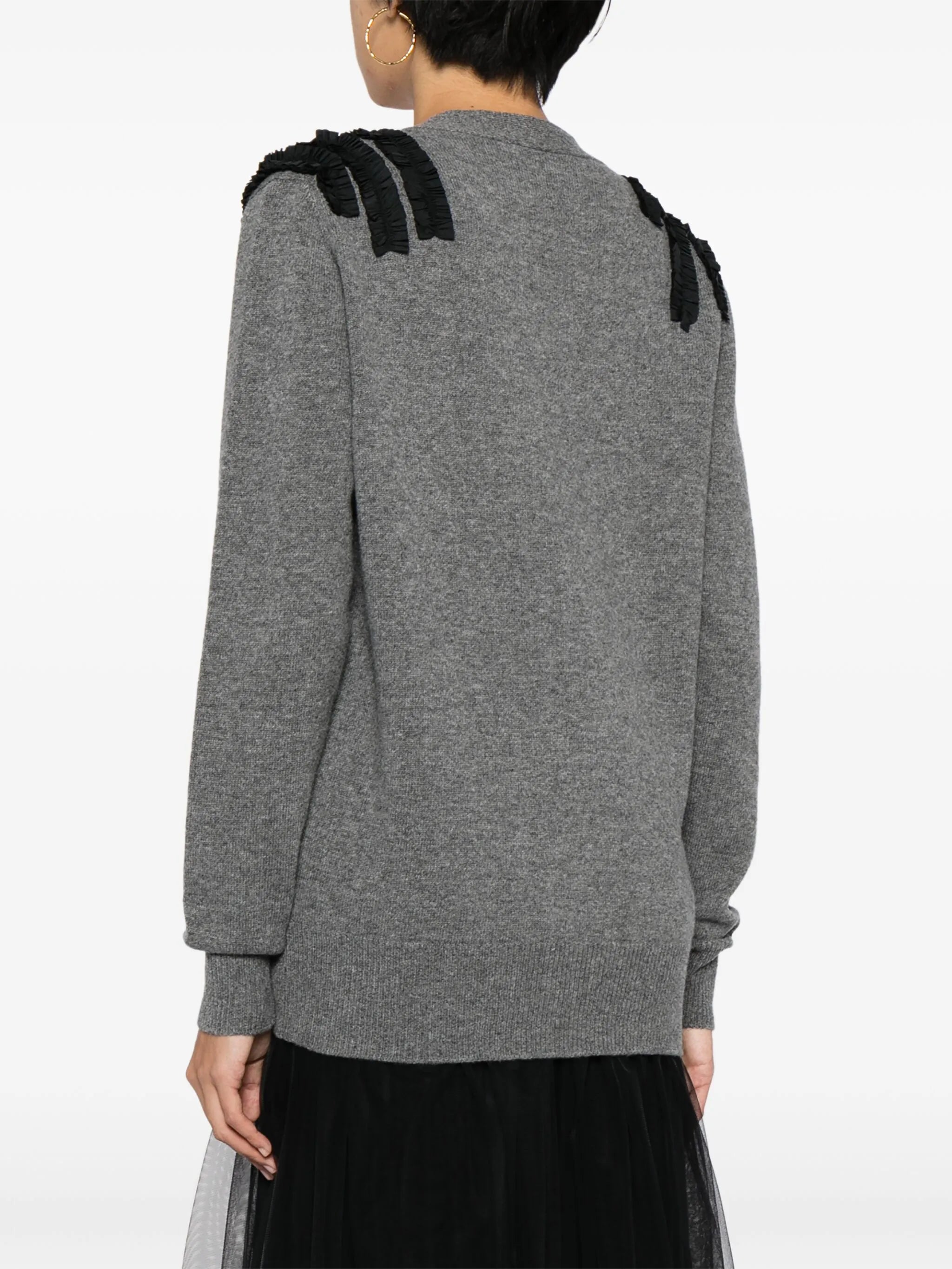 ruched-detail wool-blend cardigan