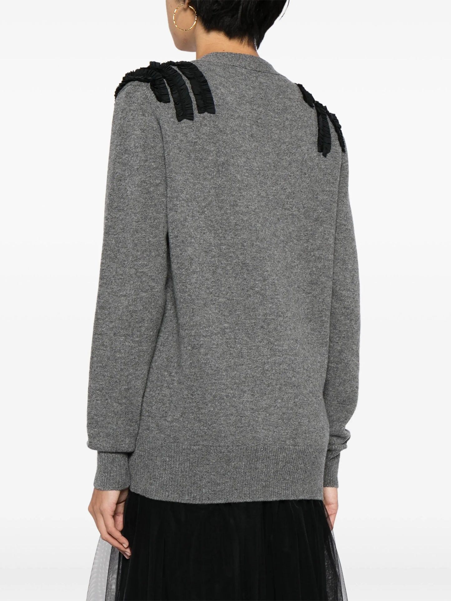 ruched-detail wool-blend cardigan
