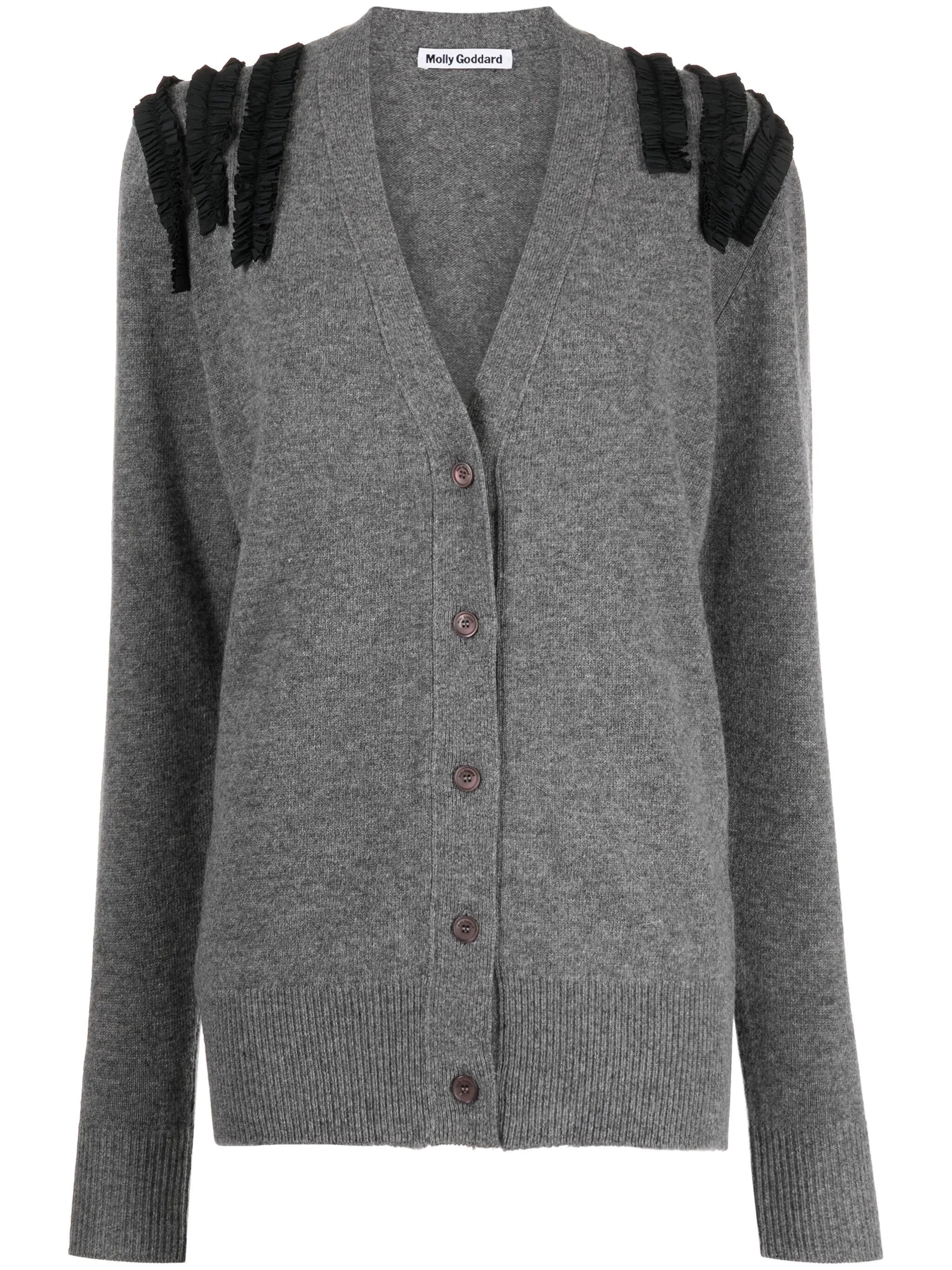 ruched-detail wool-blend cardigan