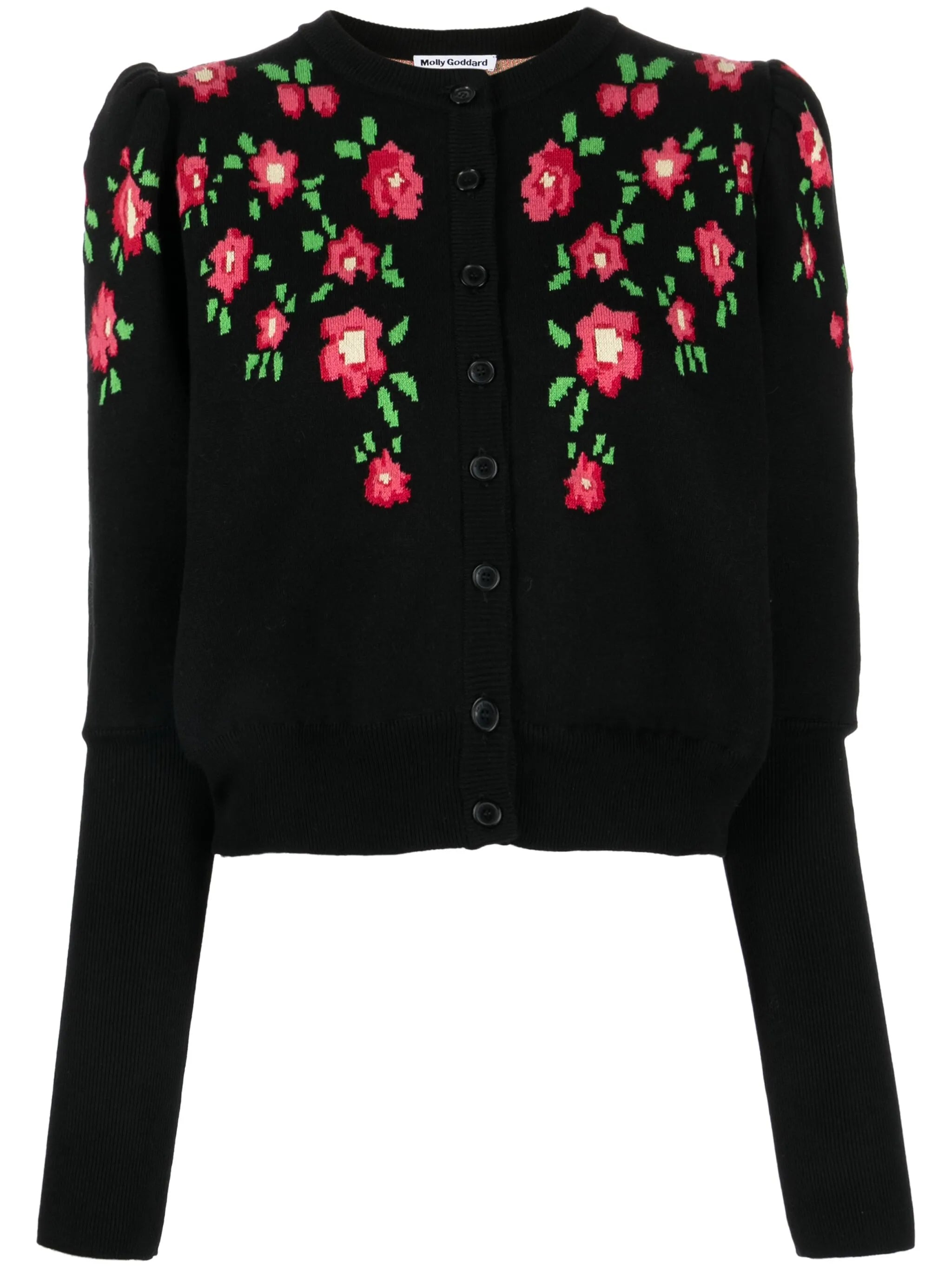 floral-intarsia cotton cardigan