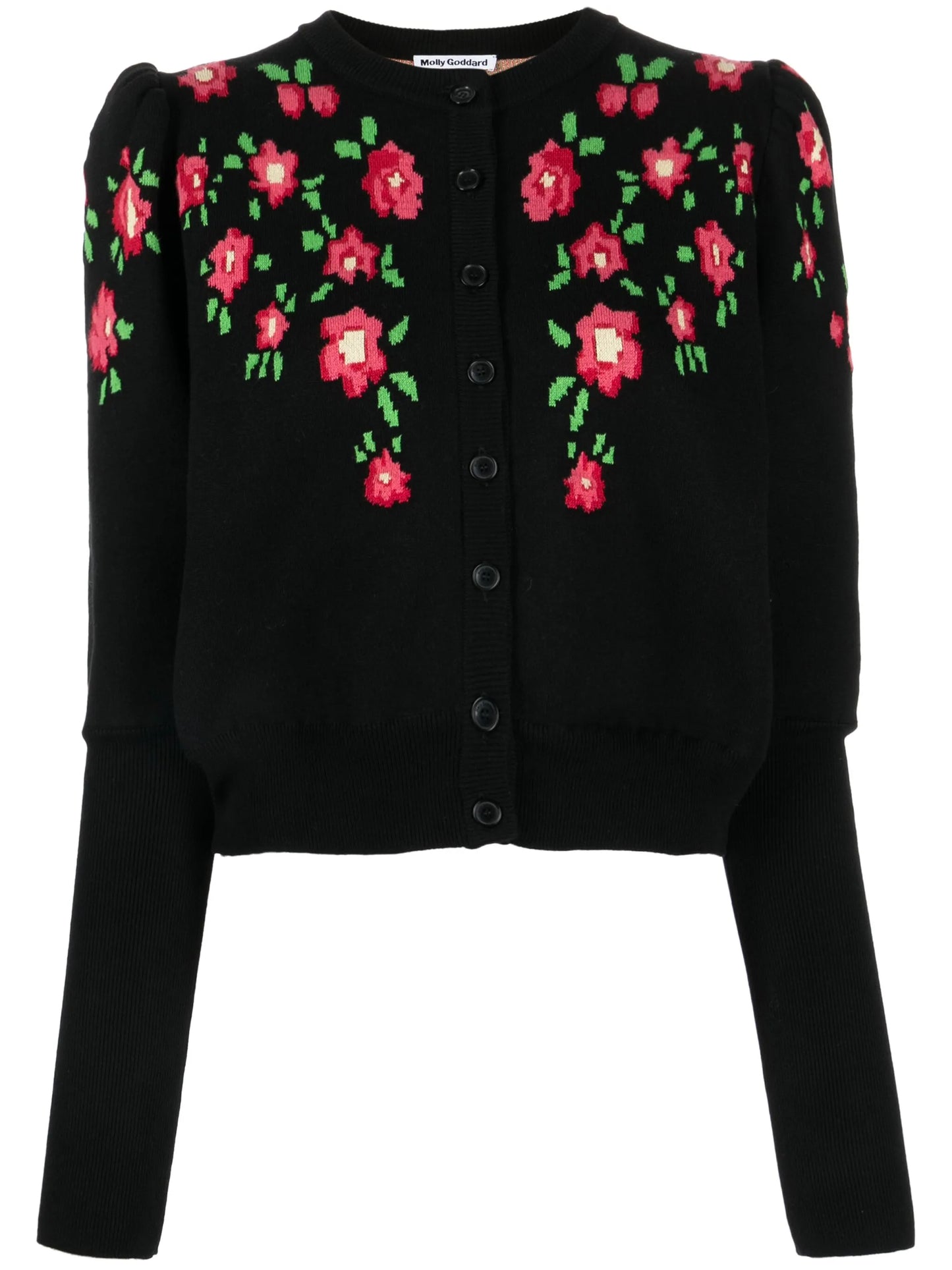 floral-intarsia cotton cardigan