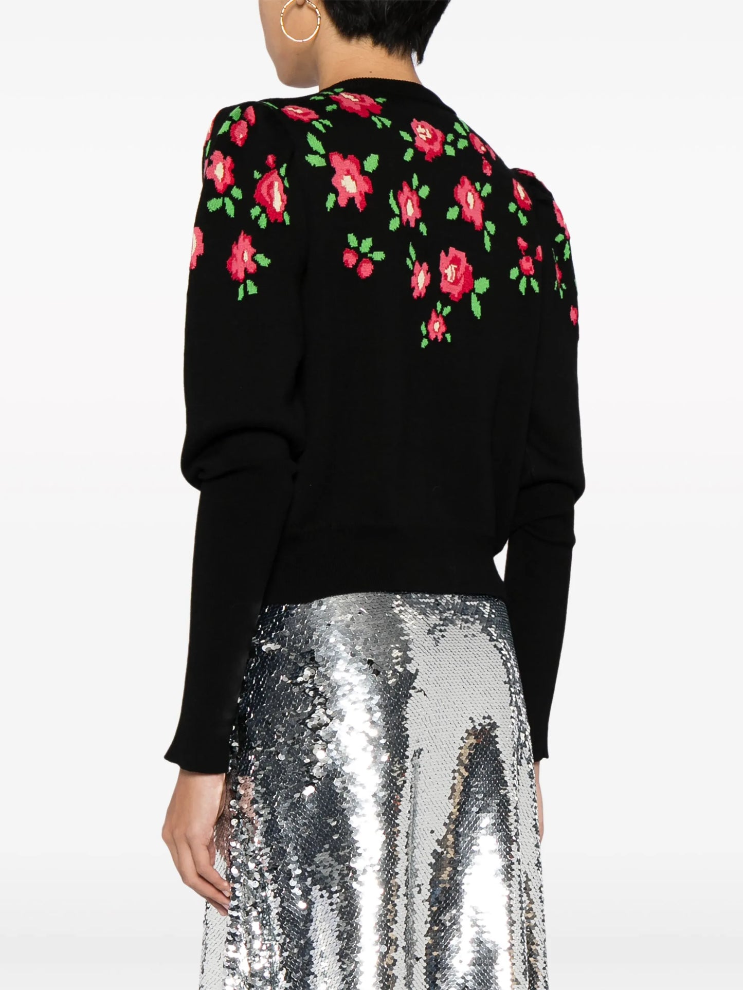 floral-intarsia cotton cardigan