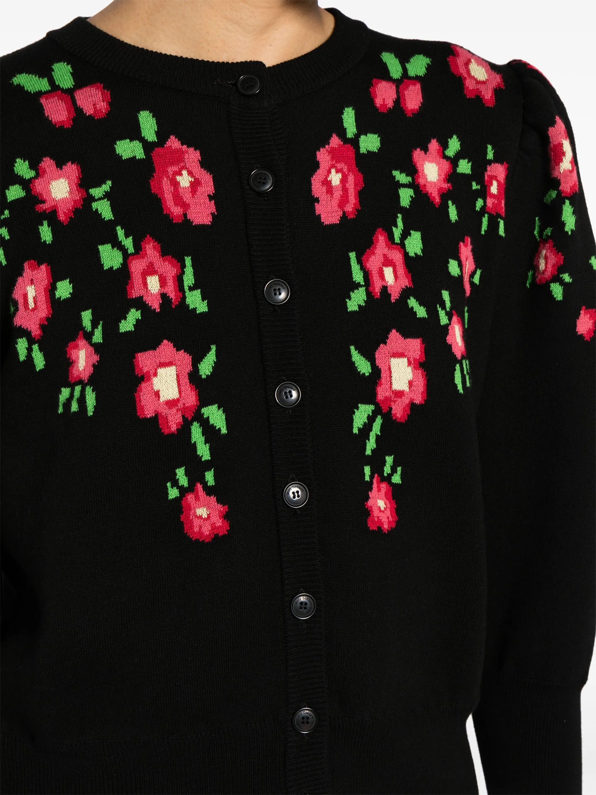 floral-intarsia cotton cardigan