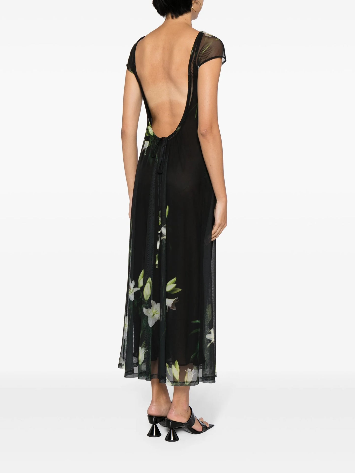 Diego lily-print mesh maxi dress