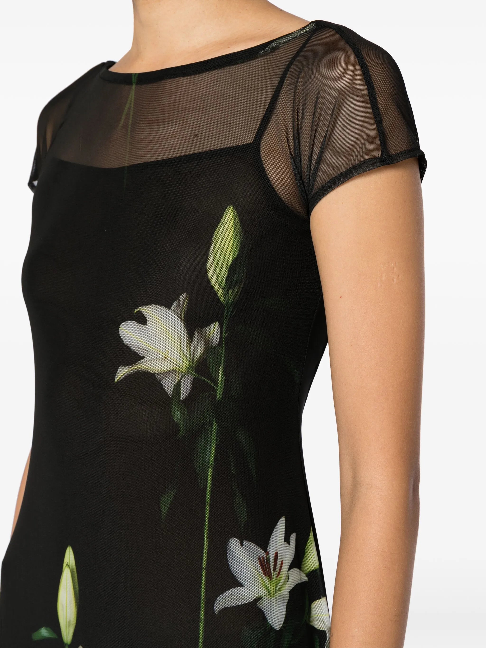 Diego lily-print mesh maxi dress