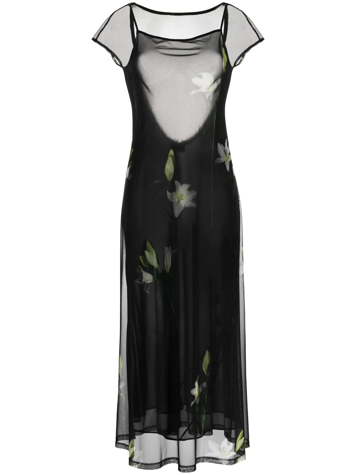 Diego lily-print mesh maxi dress