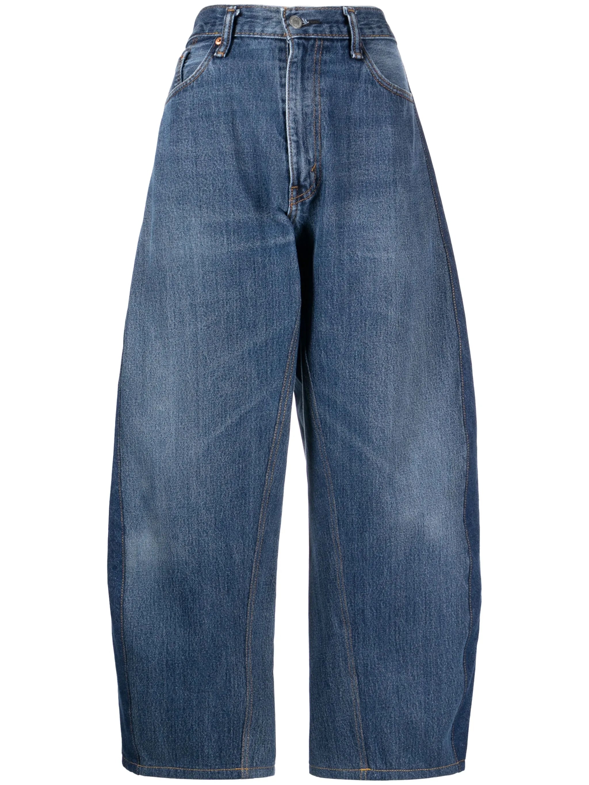 panelled tapered cropped jeans