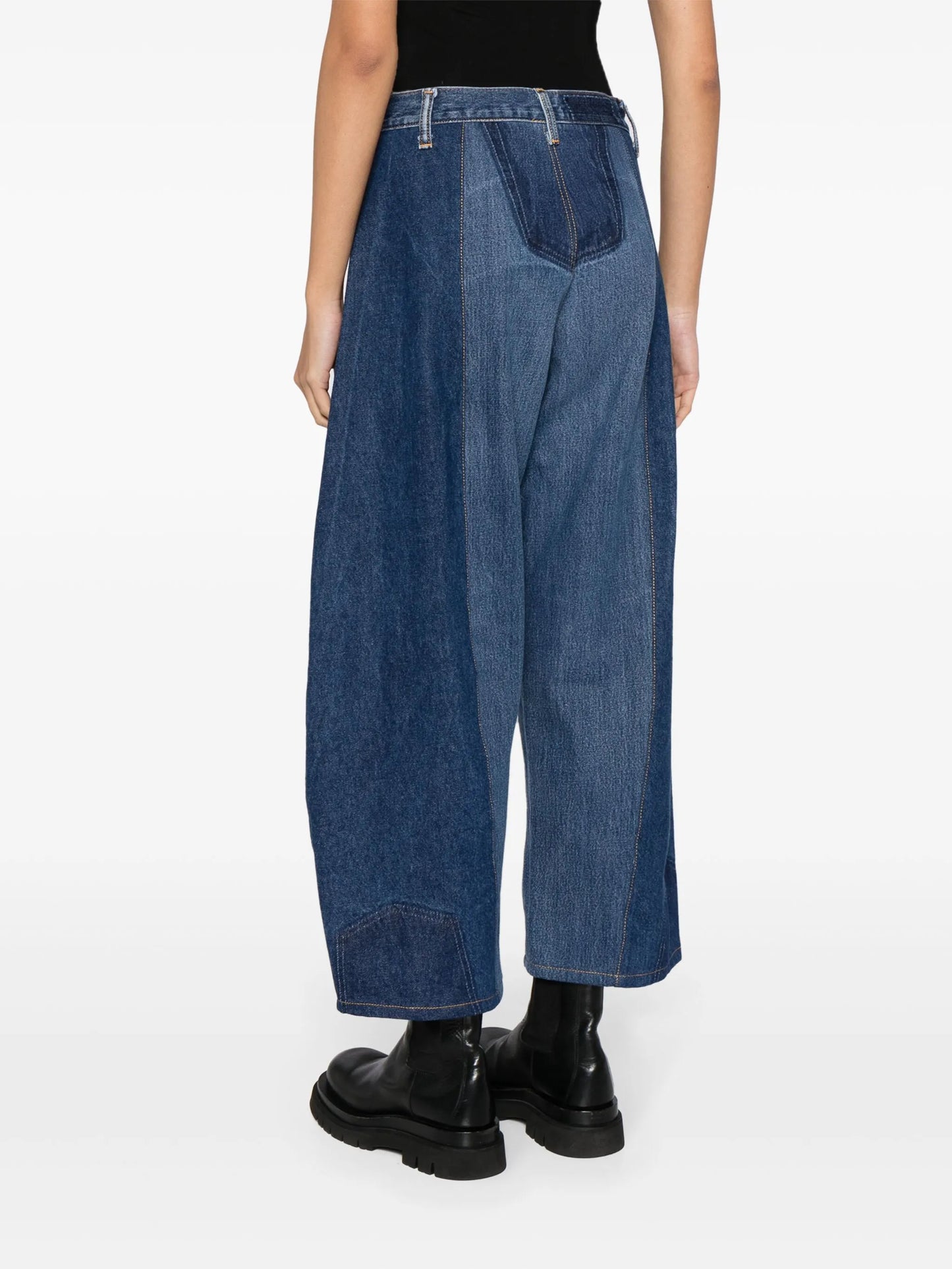 panelled tapered cropped jeans