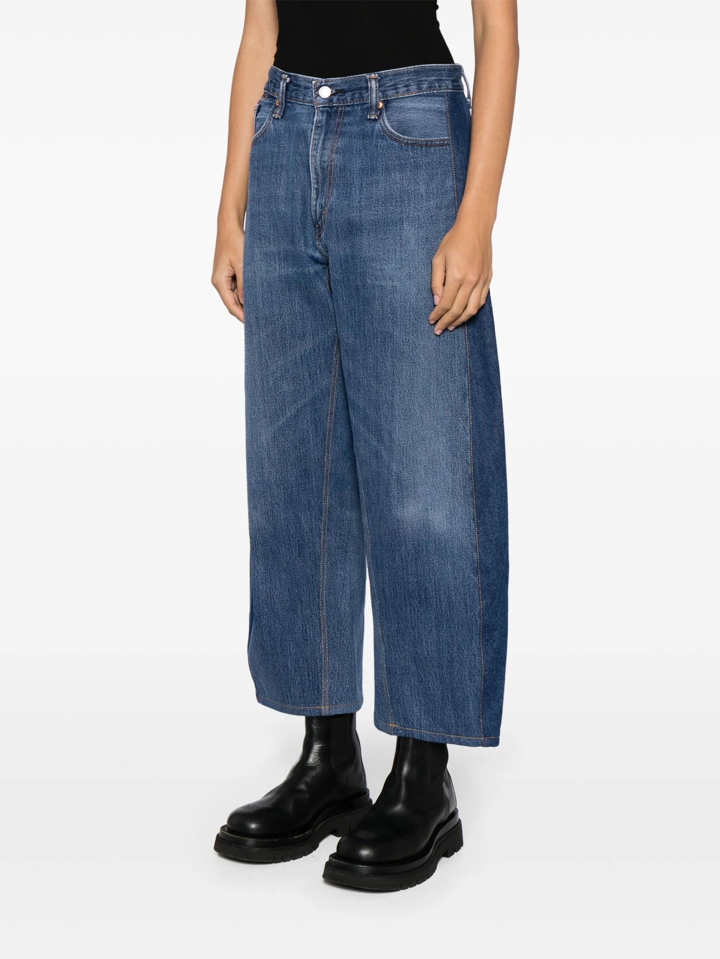 panelled tapered cropped jeans