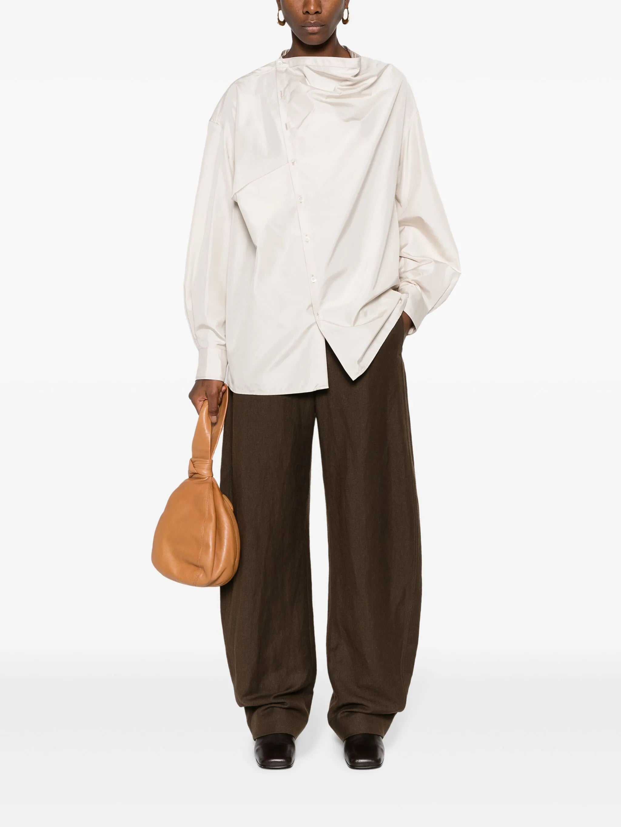 draped silk shirt