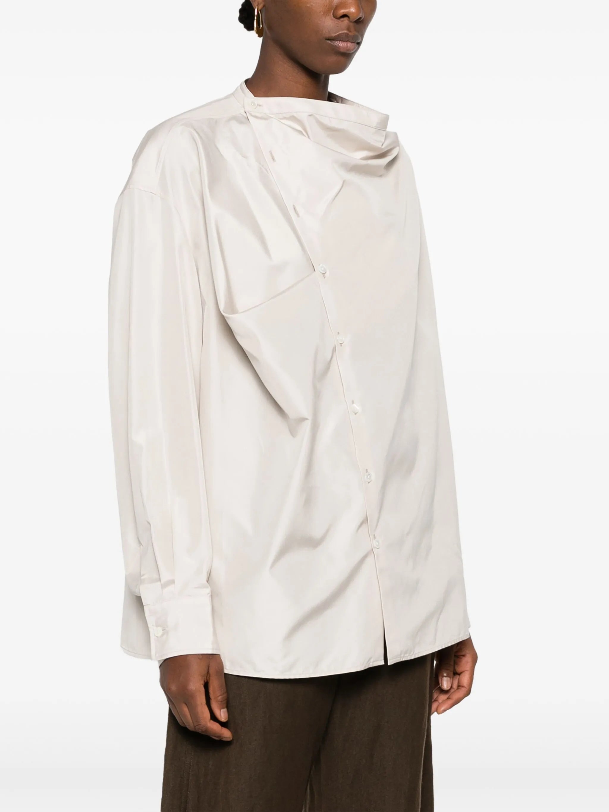 draped silk shirt