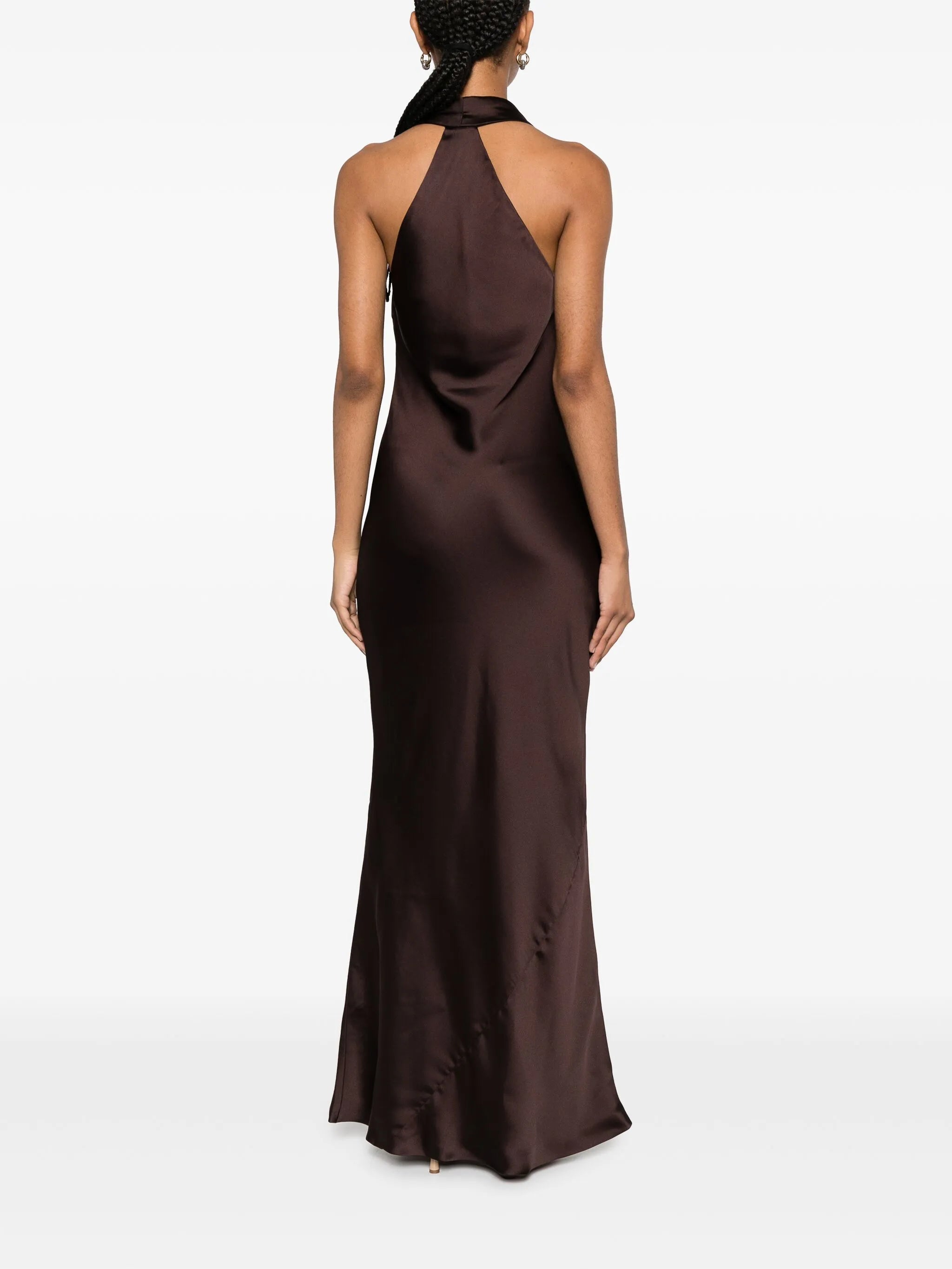 halterneck draped satin gown