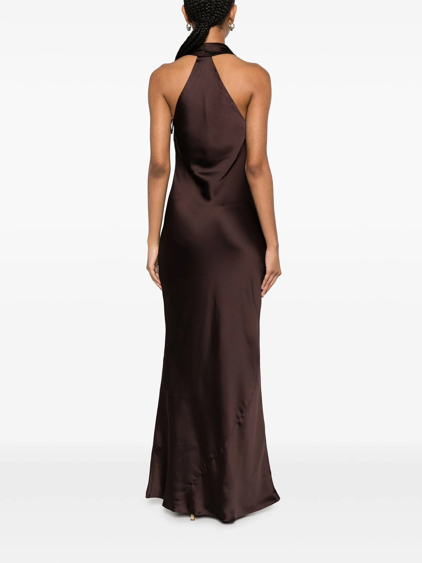 halterneck draped satin gown
