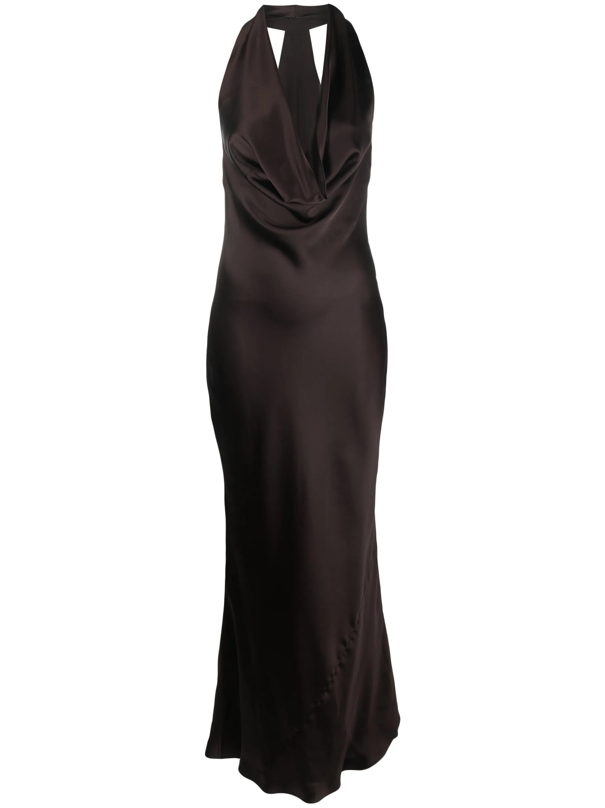 halterneck draped satin gown