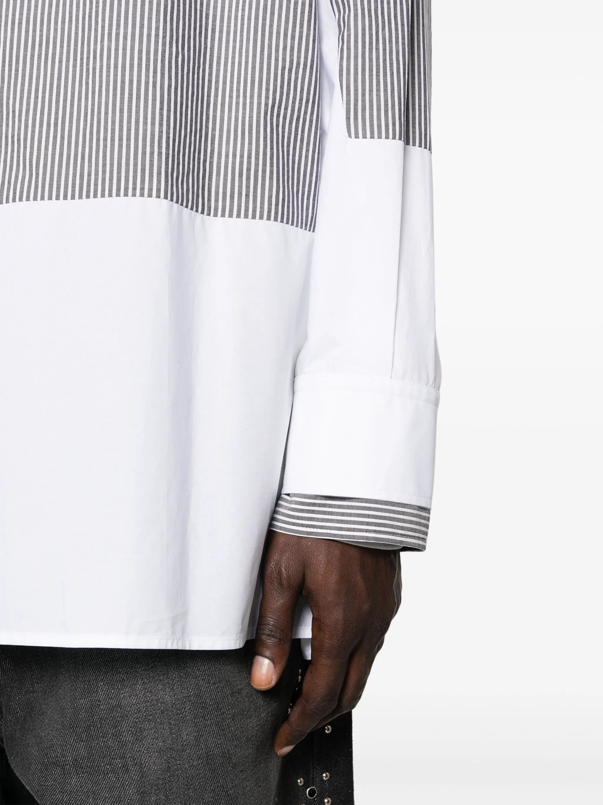 stripe-print panelled cotton shirt