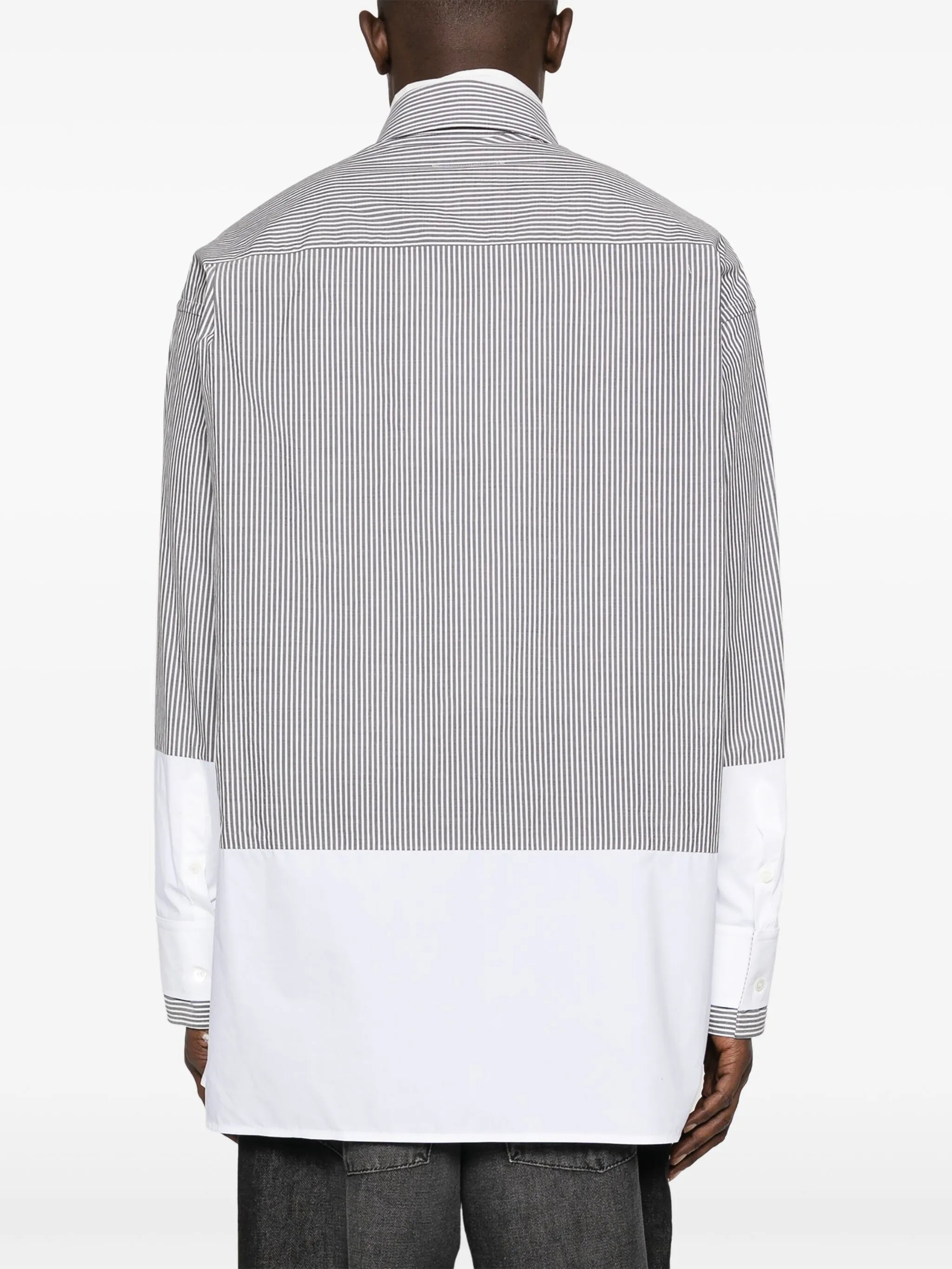 stripe-print panelled cotton shirt