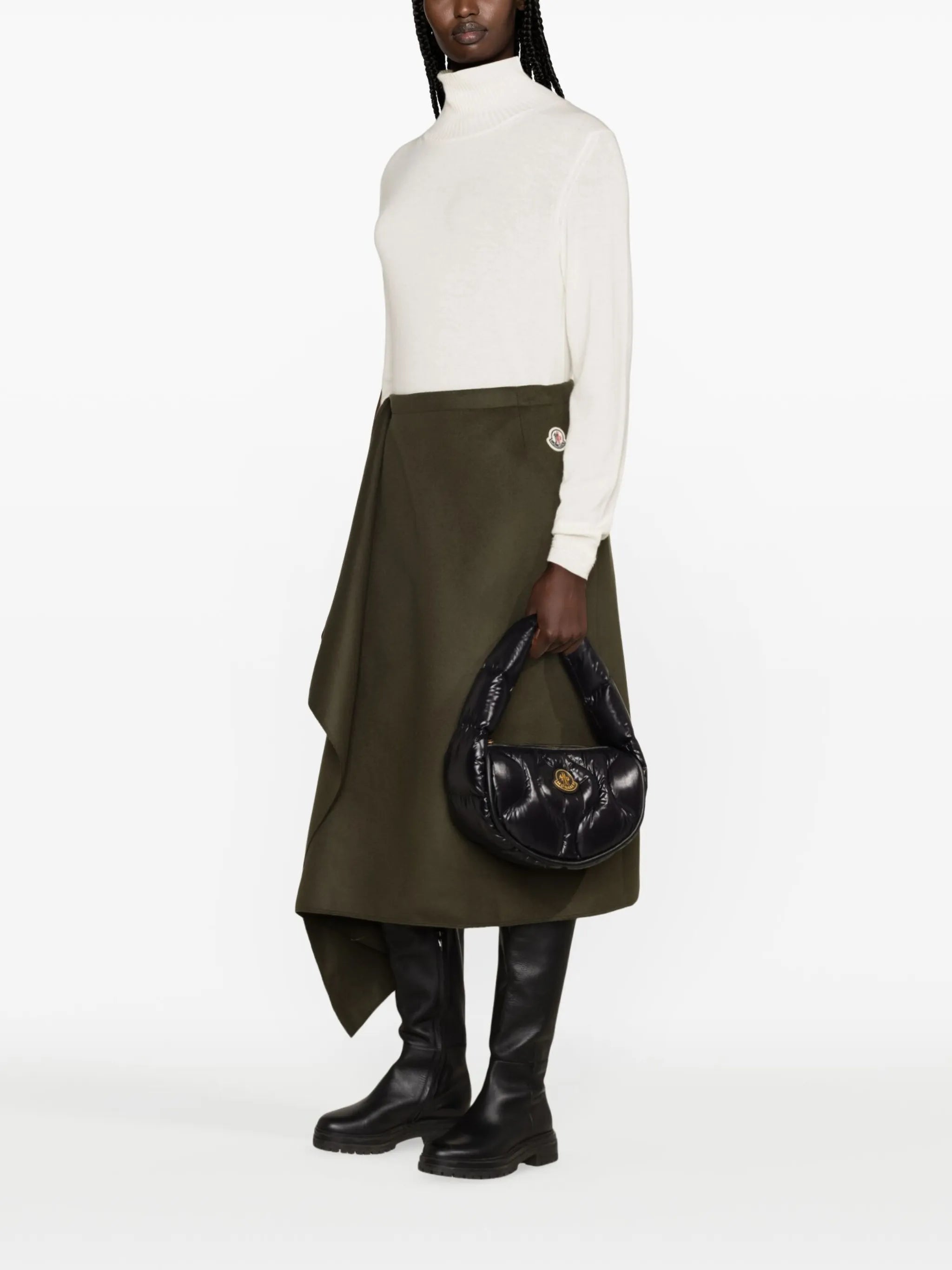wool-cashmere midi wrap skirt