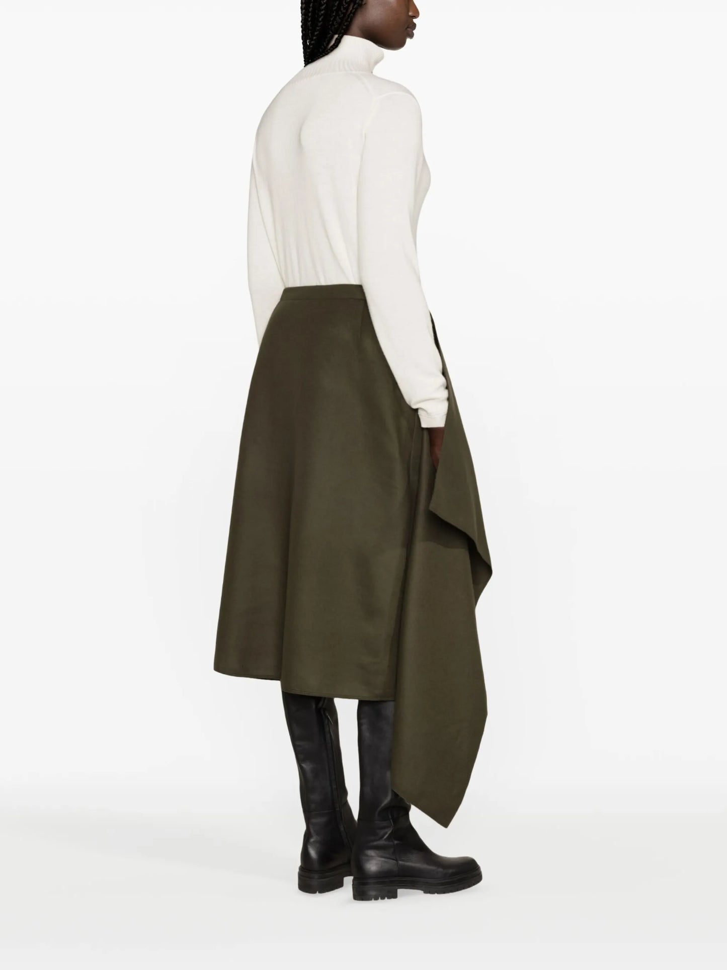 wool-cashmere midi wrap skirt