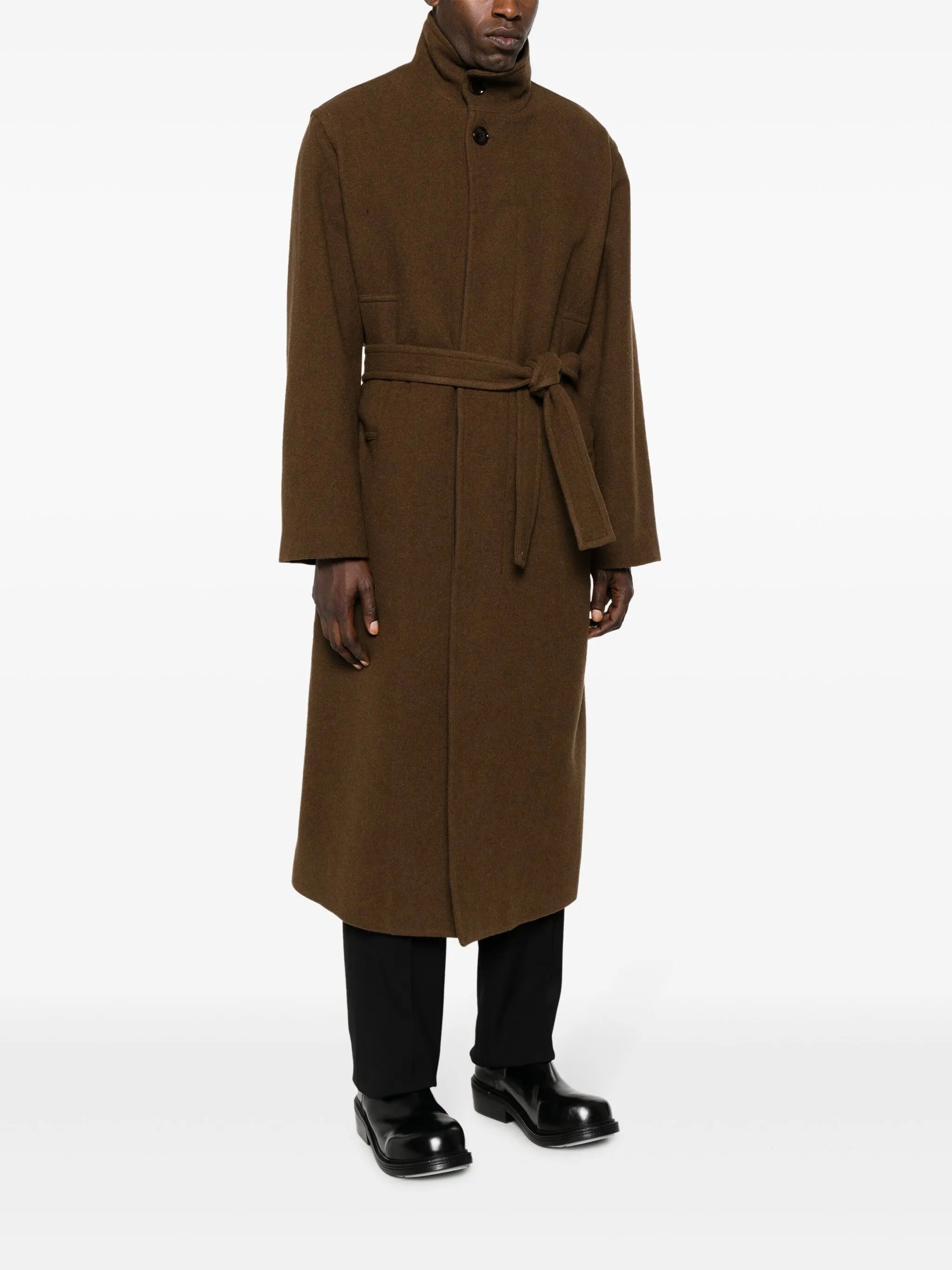 belted wool-blend coat