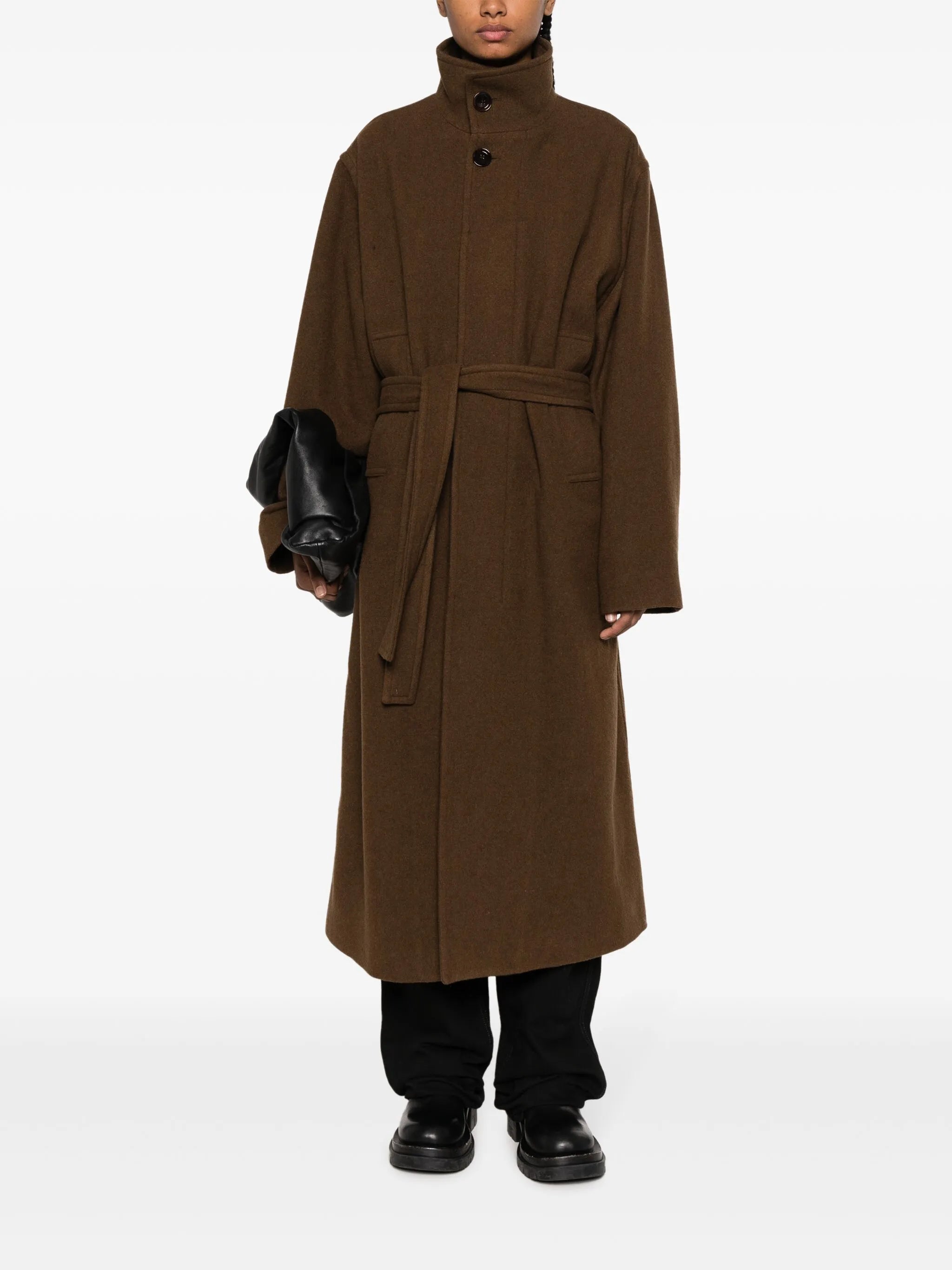 belted wool-blend coat