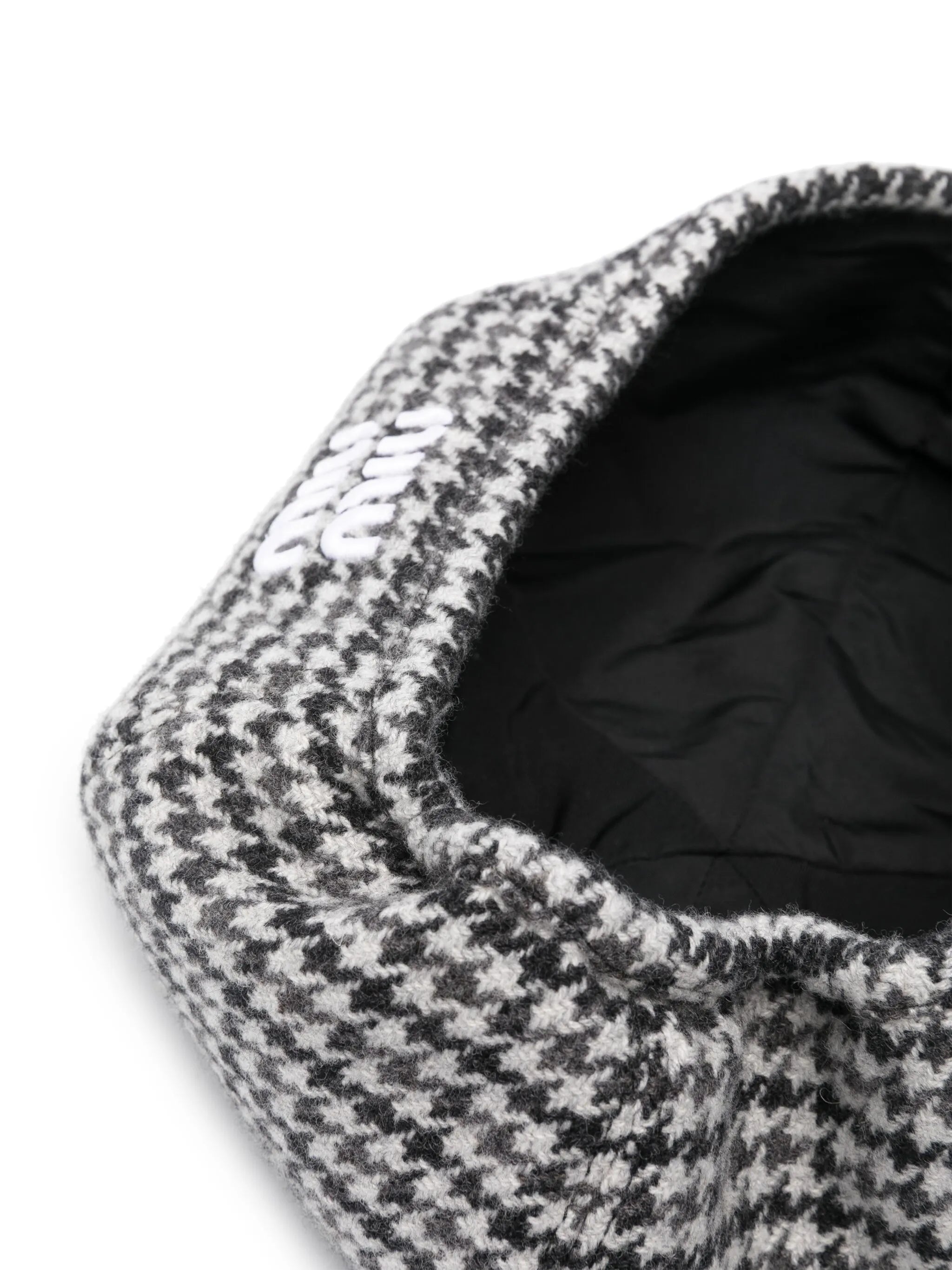 logo-embroidered houndstooth beret