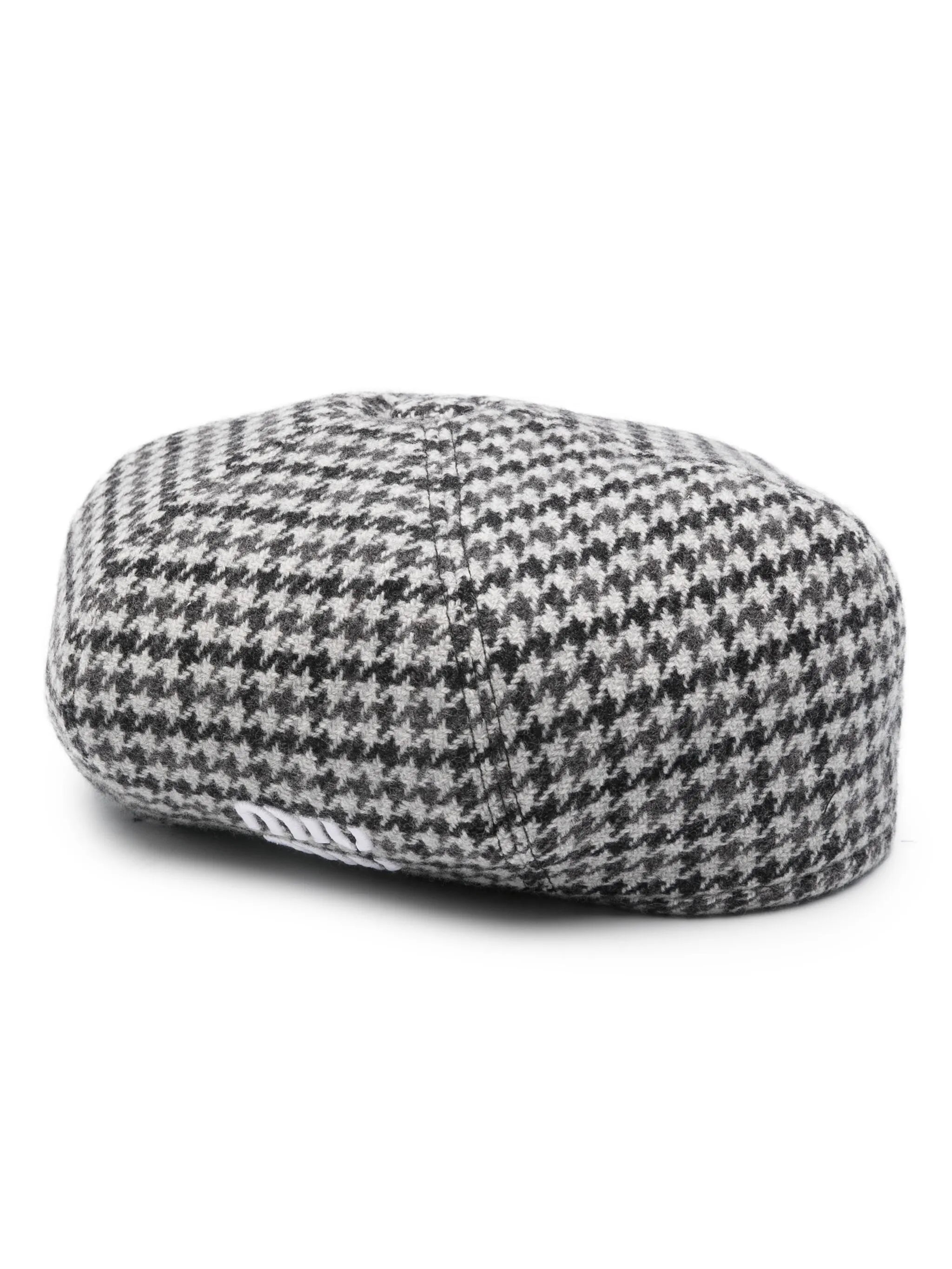 logo-embroidered houndstooth beret