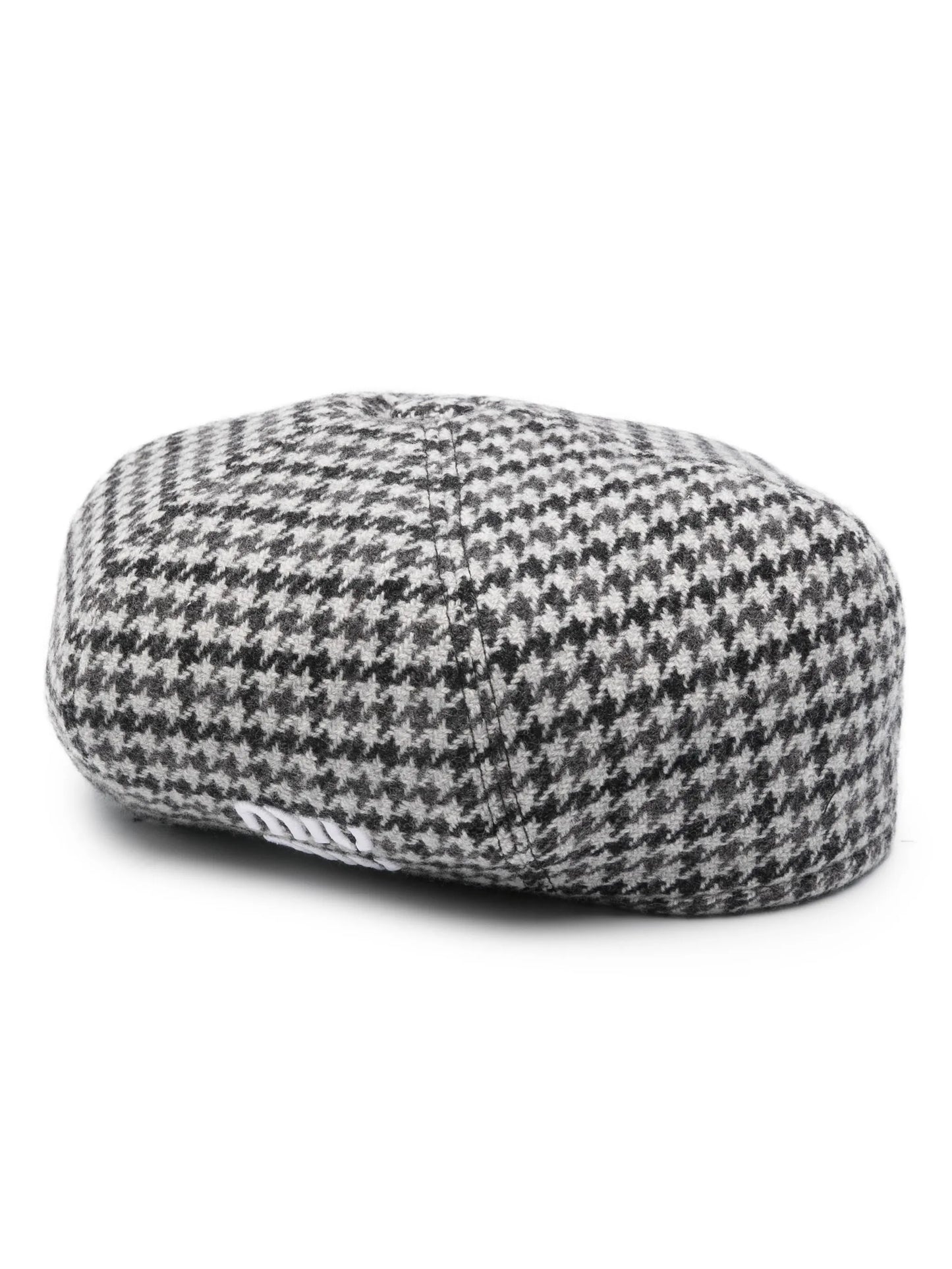 logo-embroidered houndstooth beret