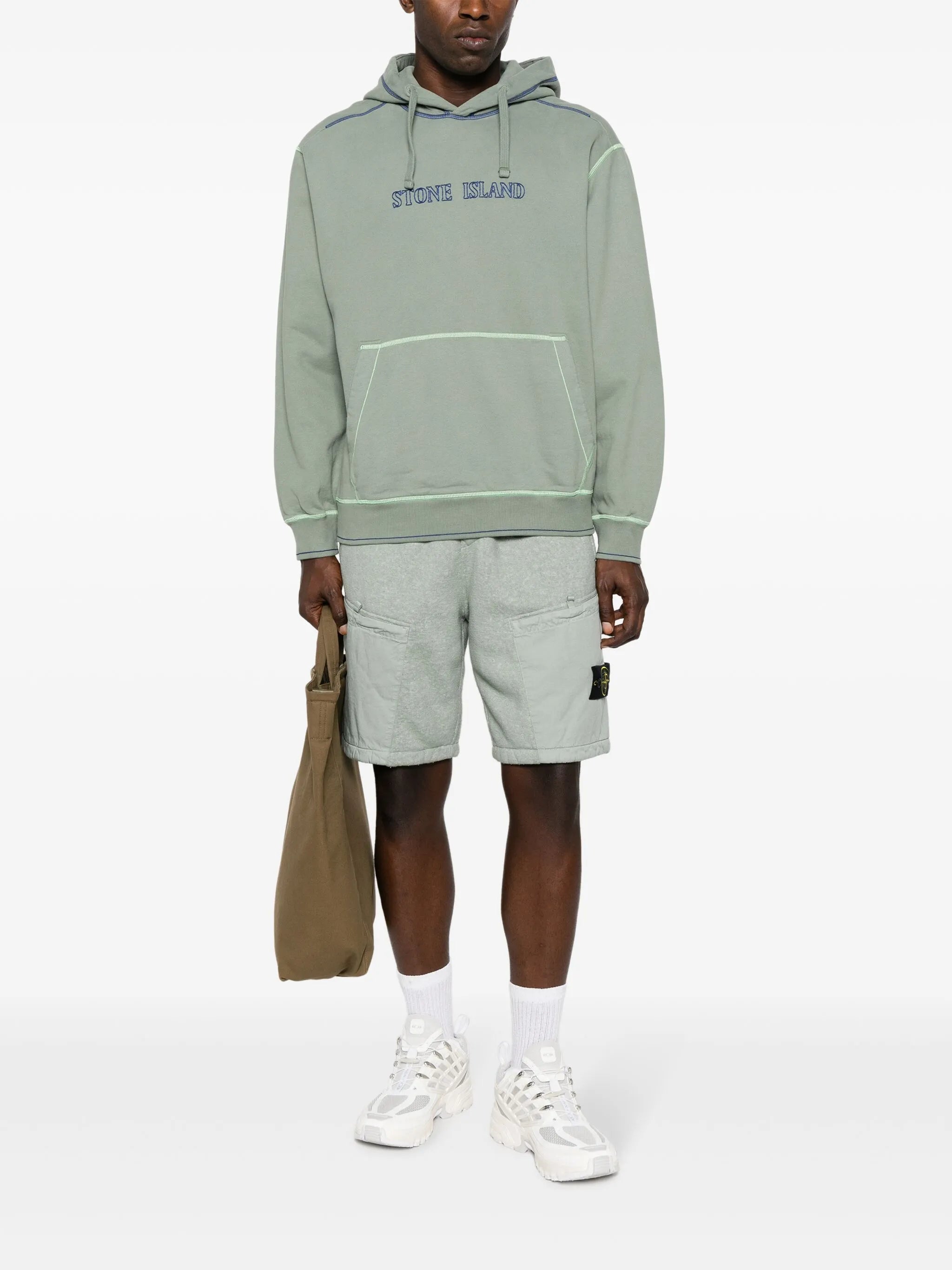 logo-embroidered cotton hoodie