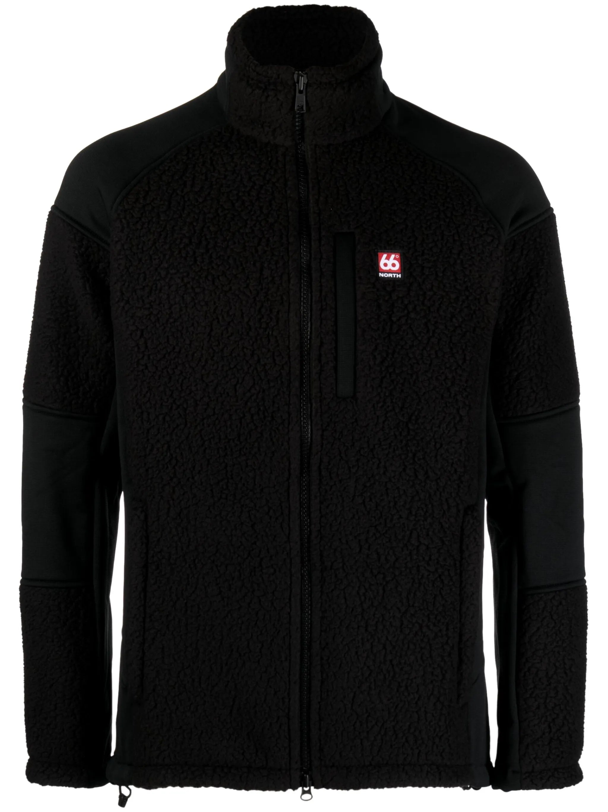 logo-patch faux-shearling jacket