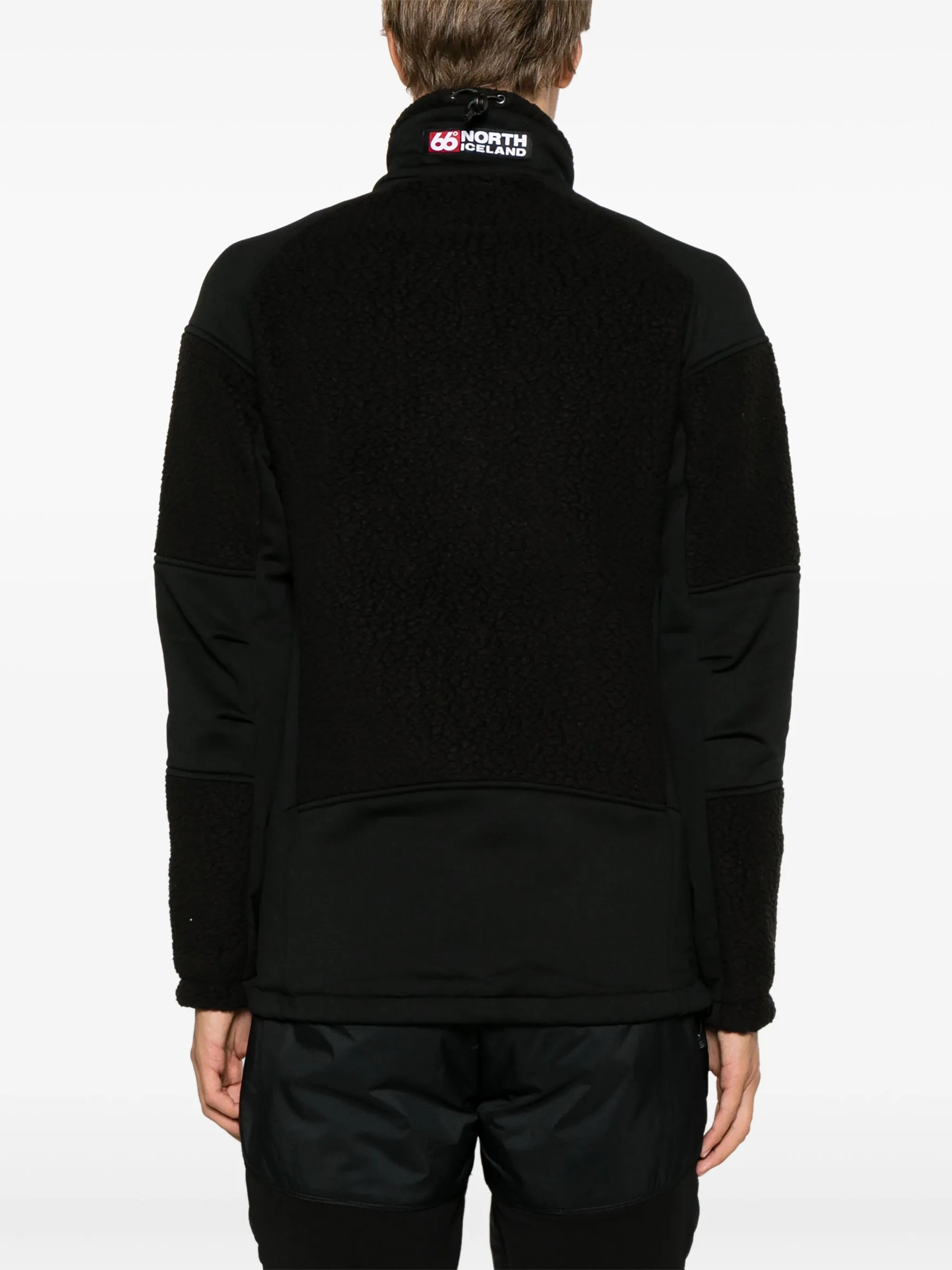 logo-patch faux-shearling jacket