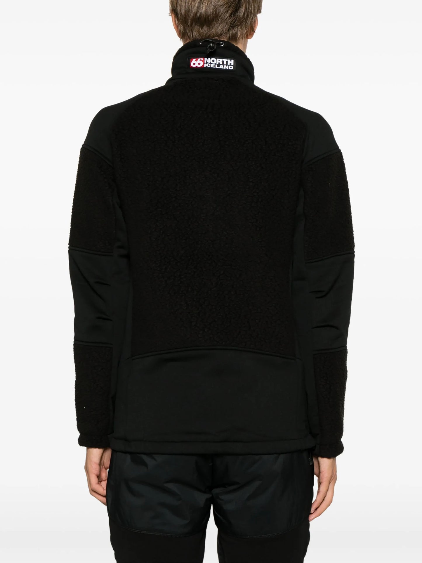 logo-patch faux-shearling jacket