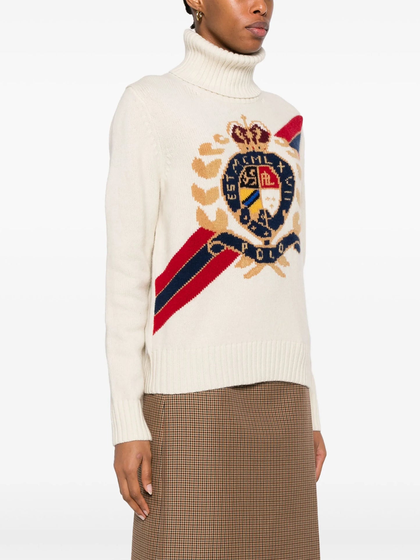 patterned-intarsia wool jumper