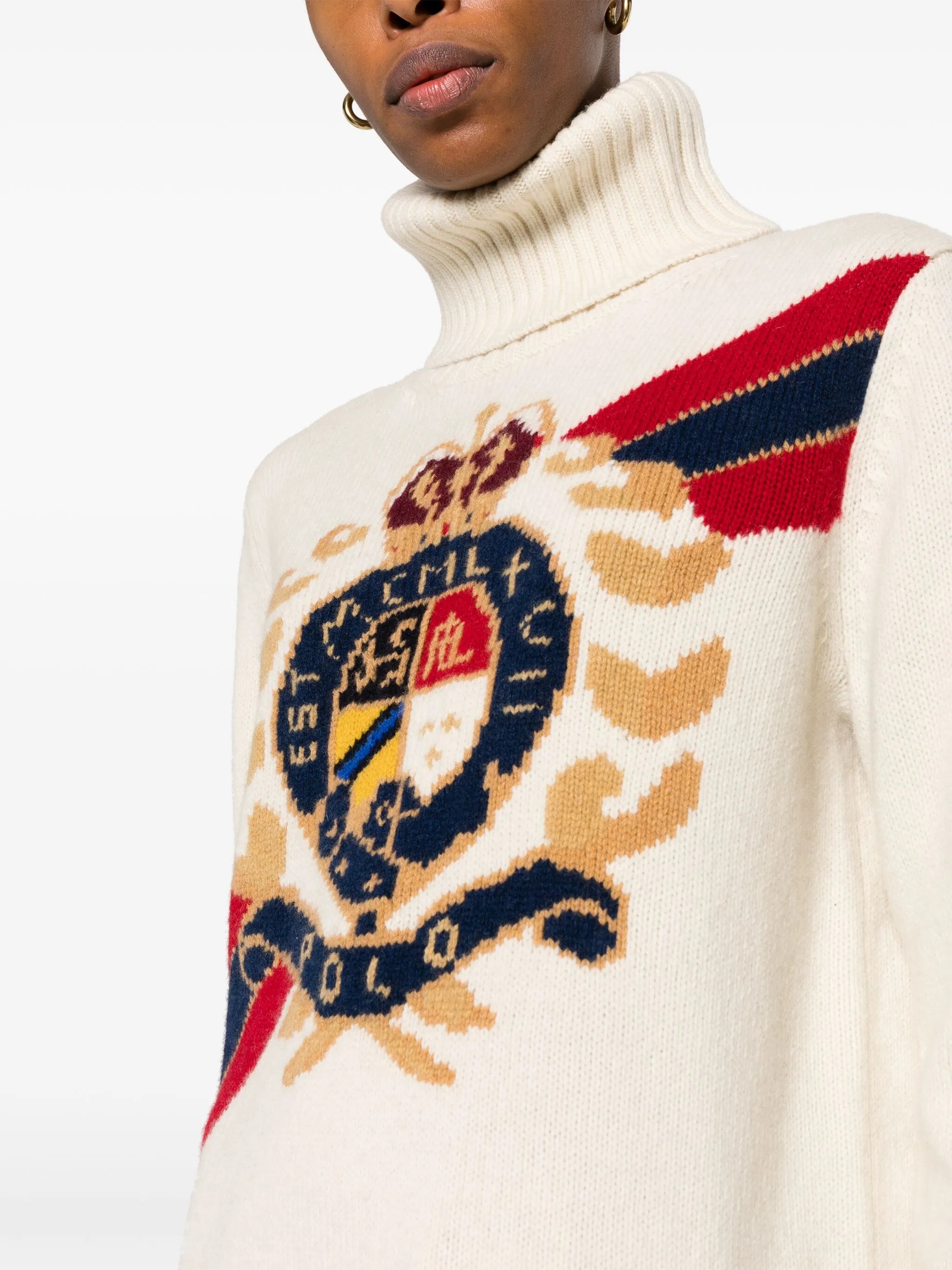 patterned-intarsia wool jumper
