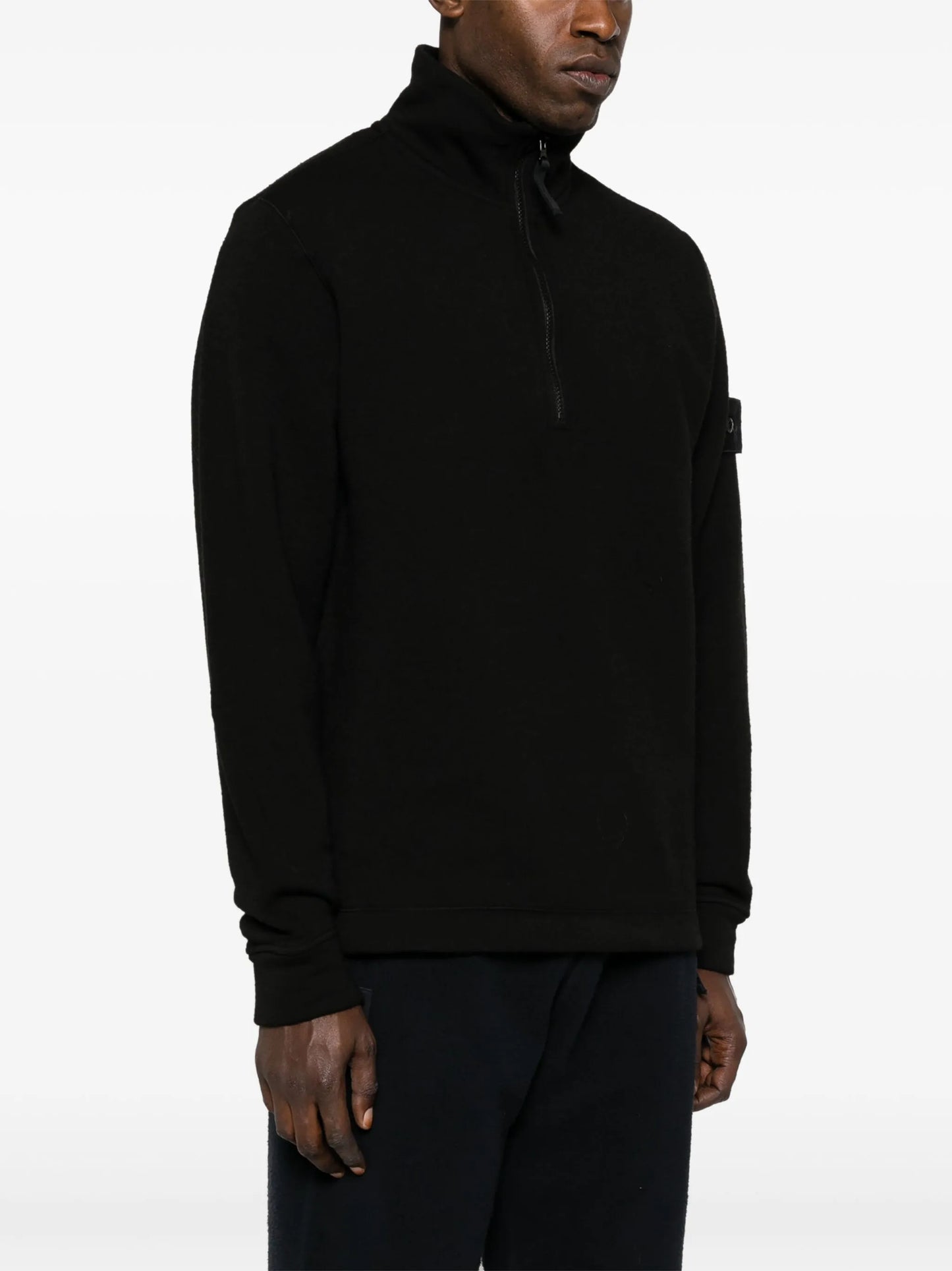 Compass-badge half-zip jumper